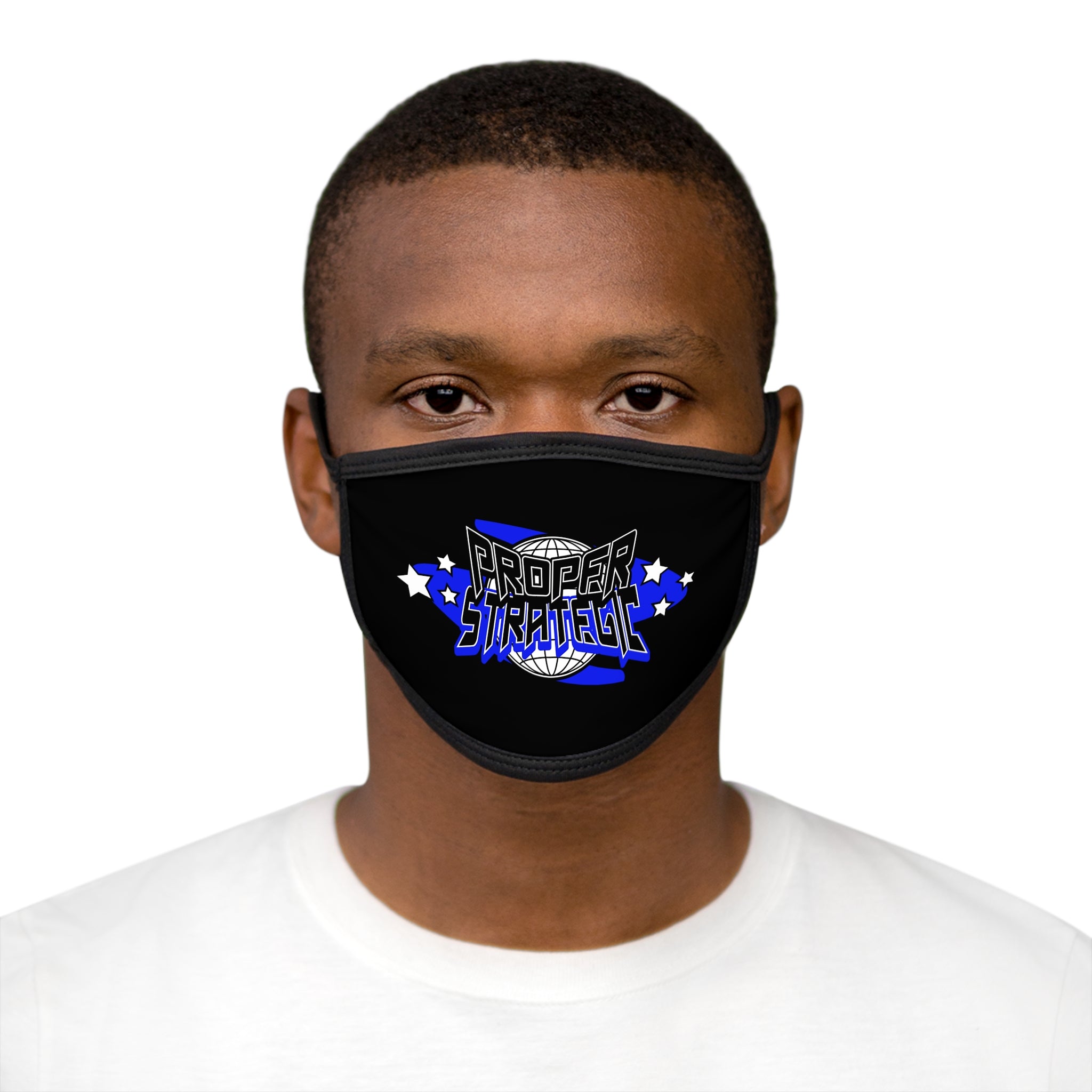 "Strategic" Strapped Face Mask — Retro Basketball Logo Mask with Stars
