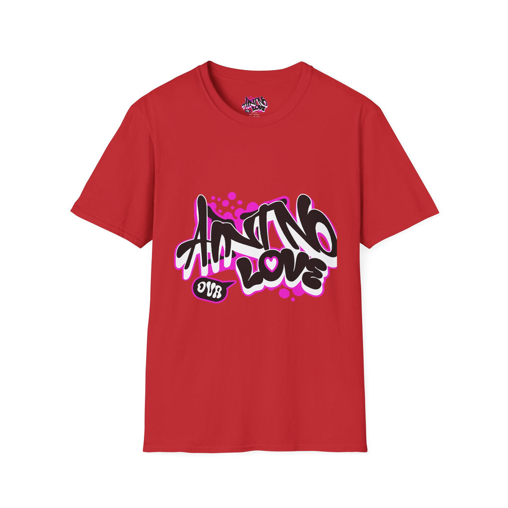 Graffiti 'NO LOVE' T-Shirt — Urban Street Art Tee with Pink Spray Paint Design