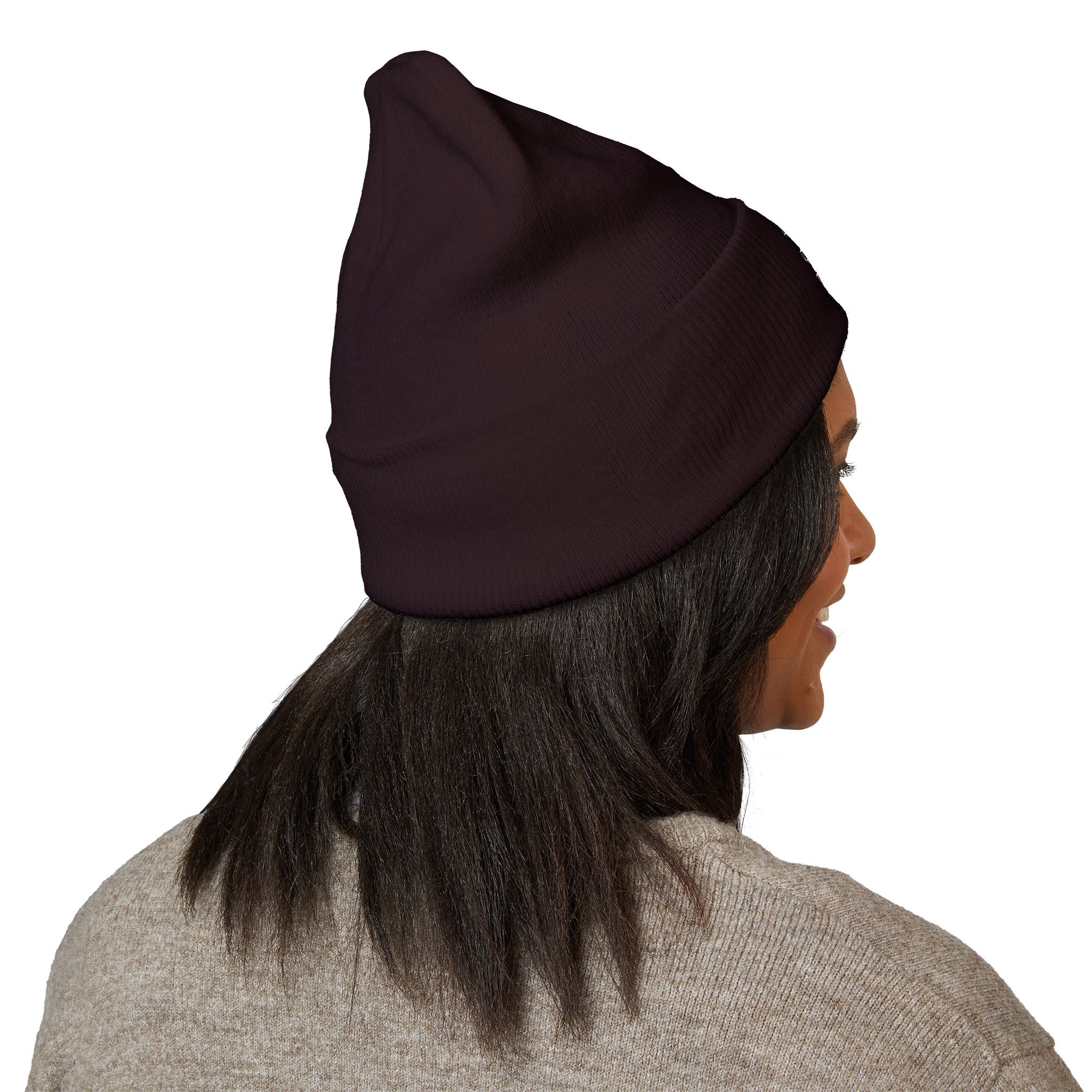 Embroidered 'Watch Your Back' Classic Cuffed Beanie — Cozy Winter Knit Hat