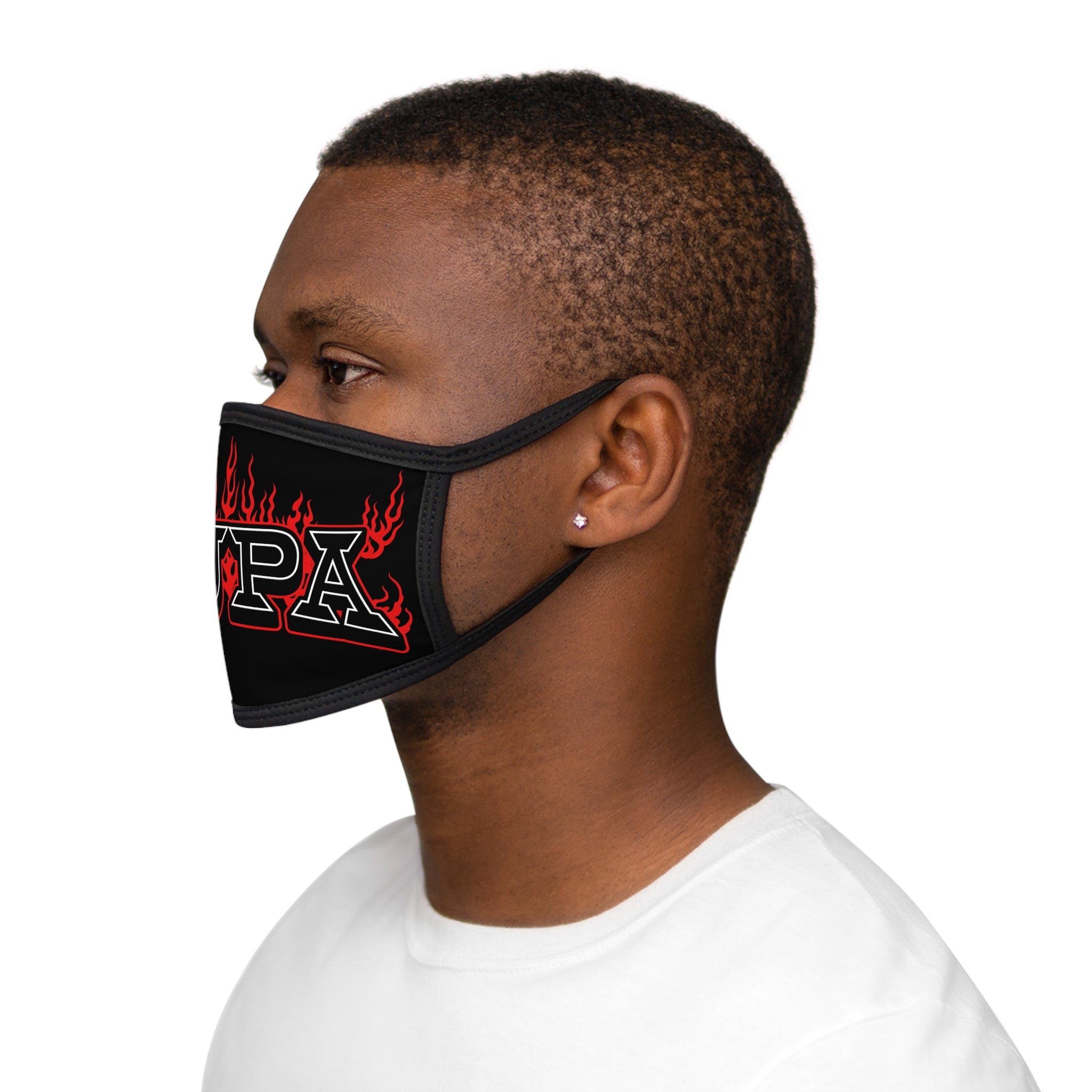 Supa Flame Face Mask — Black Graphic Cotton Blend Mask