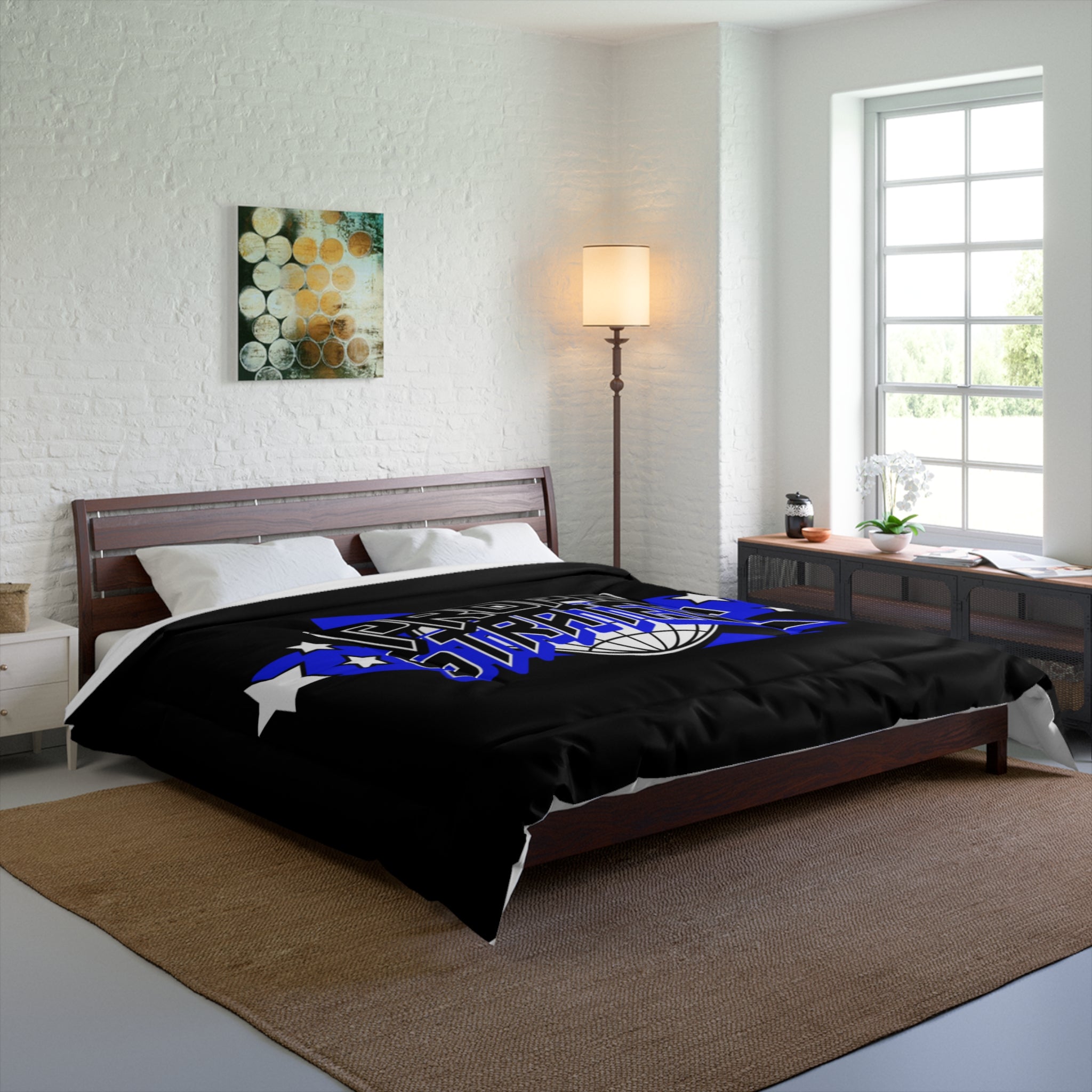 Proper Strategic Comforter - Bold Globe Logo Bedding with Stars