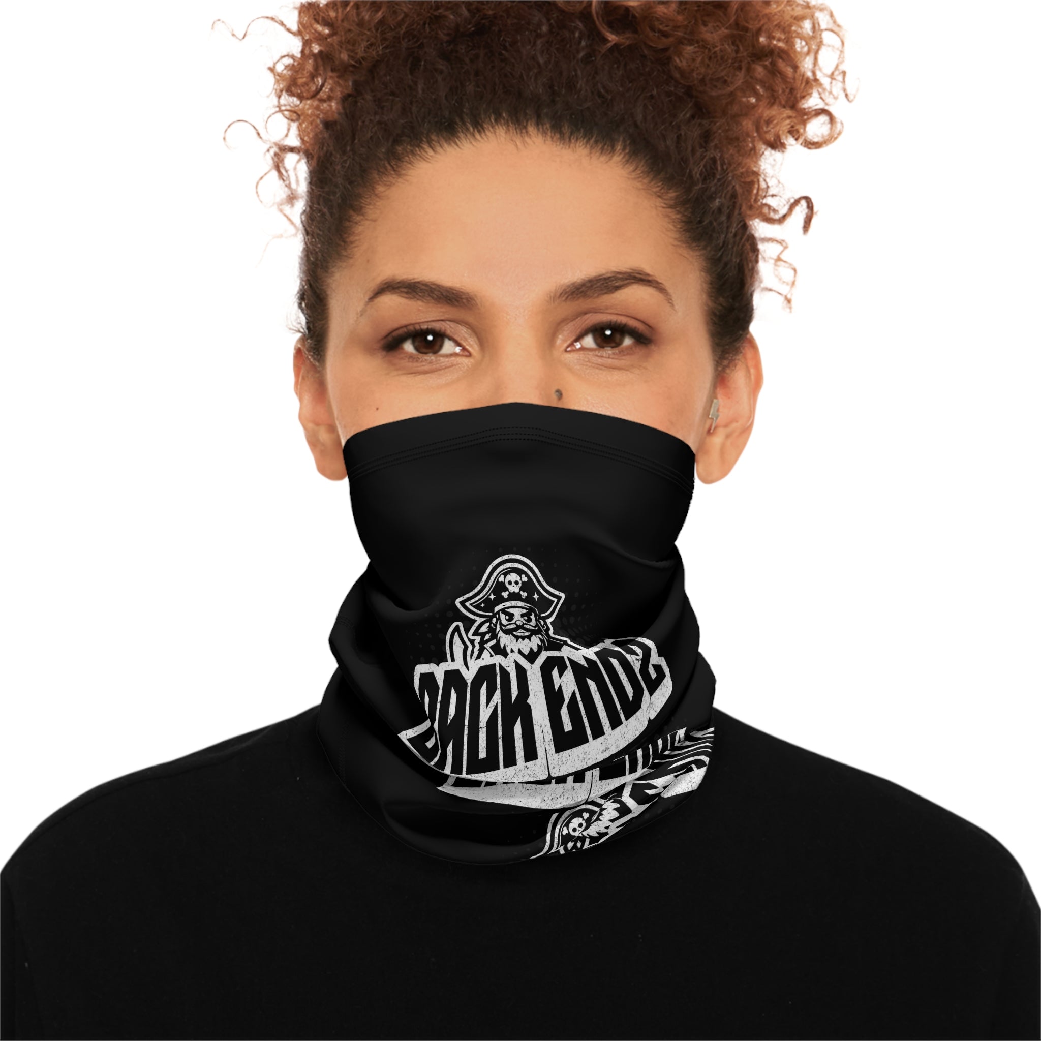 Back Endz Pirate Logo Winter Neck Gaiter — Black Drawstring Face Mask & Scarf
