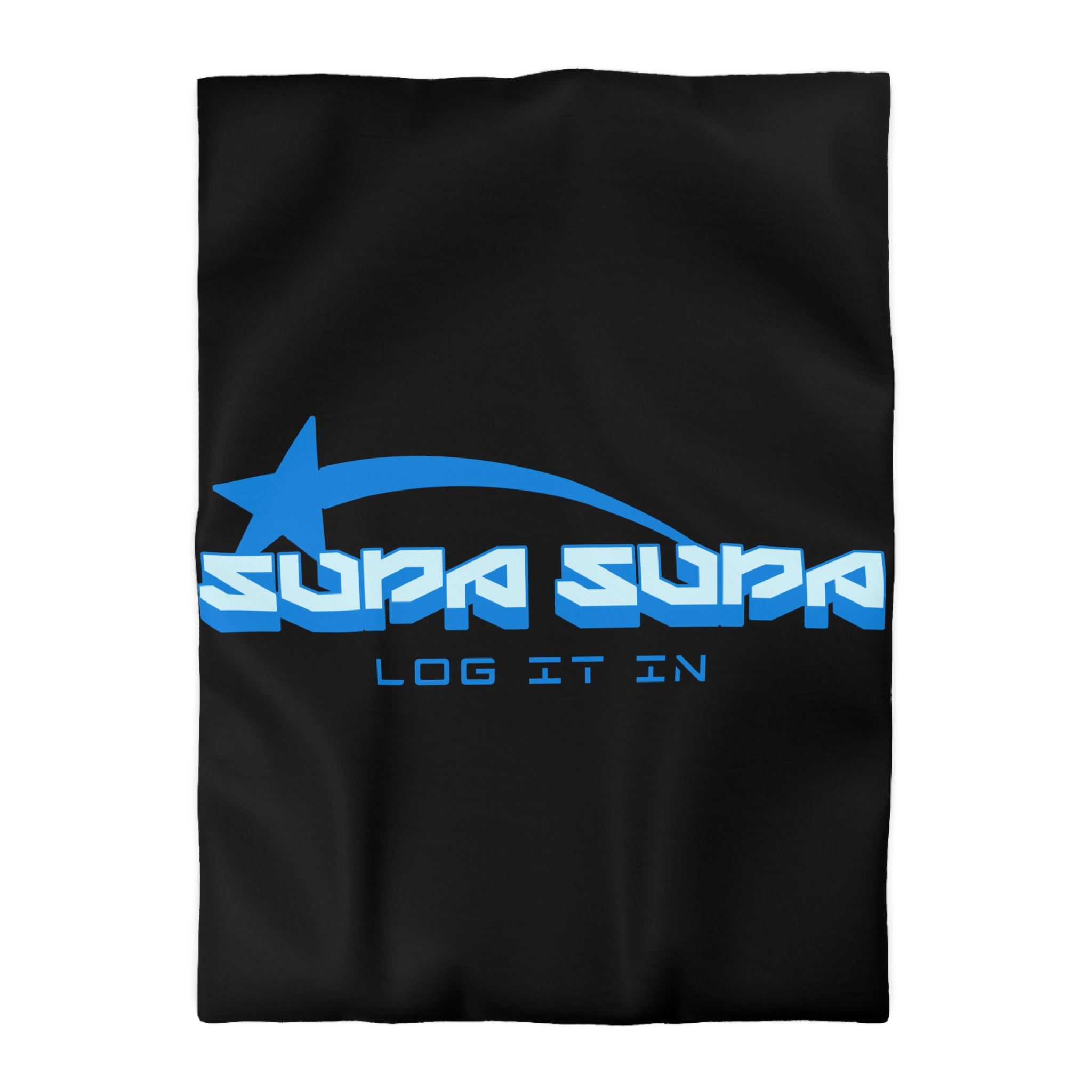 Duvet Cover — Black 'Supa Supa Log It In' Graphic Microfiber Bedding