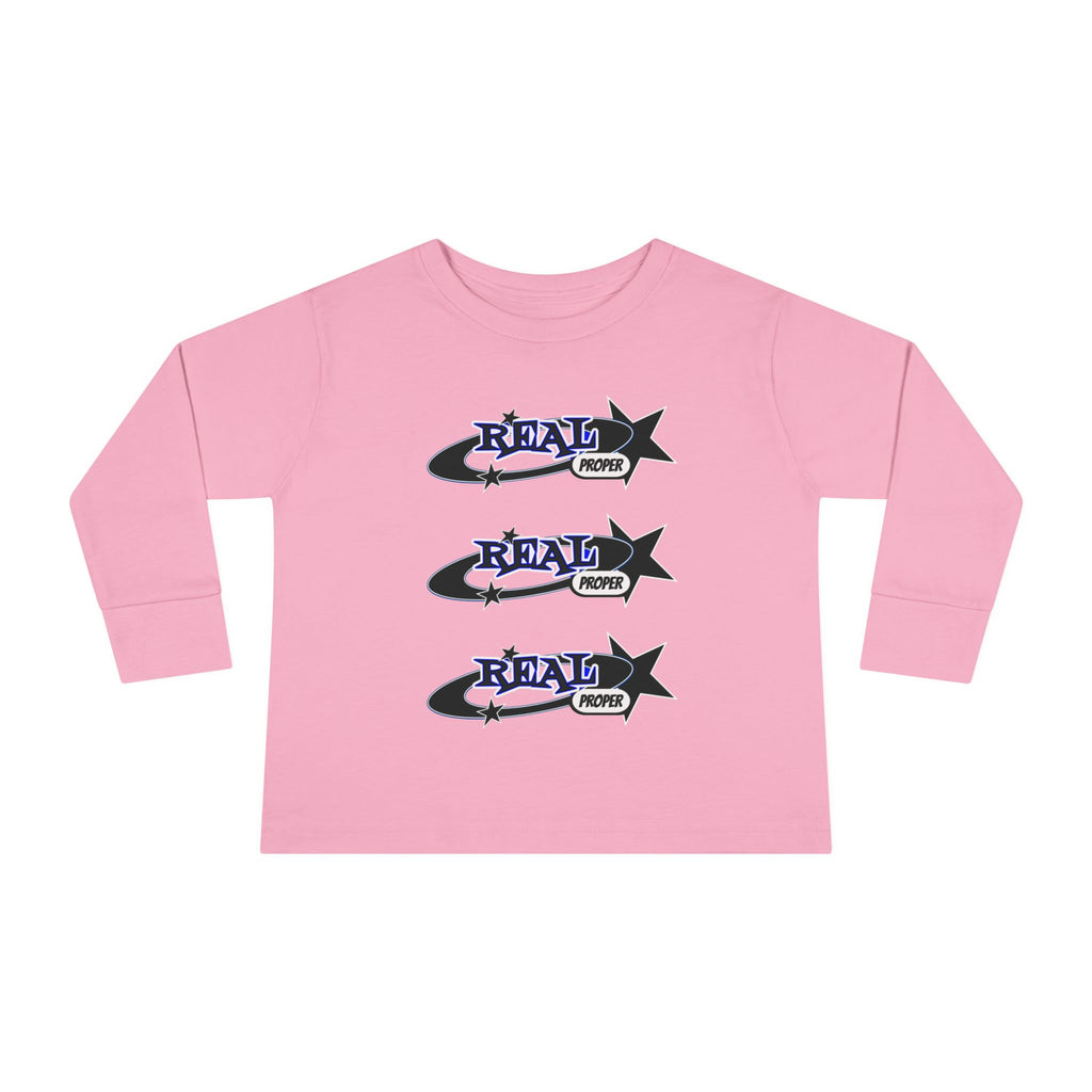 Toddler Long Sleeve Tee — 'Real Proper' Star Graphic Kids Shirt