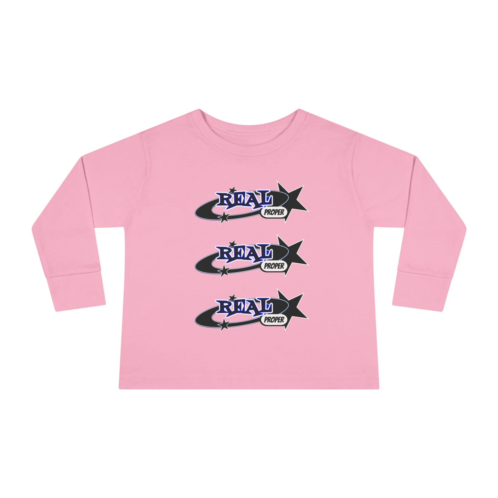 Toddler Long Sleeve Tee — 'Real Proper' Star Graphic Kids Shirt