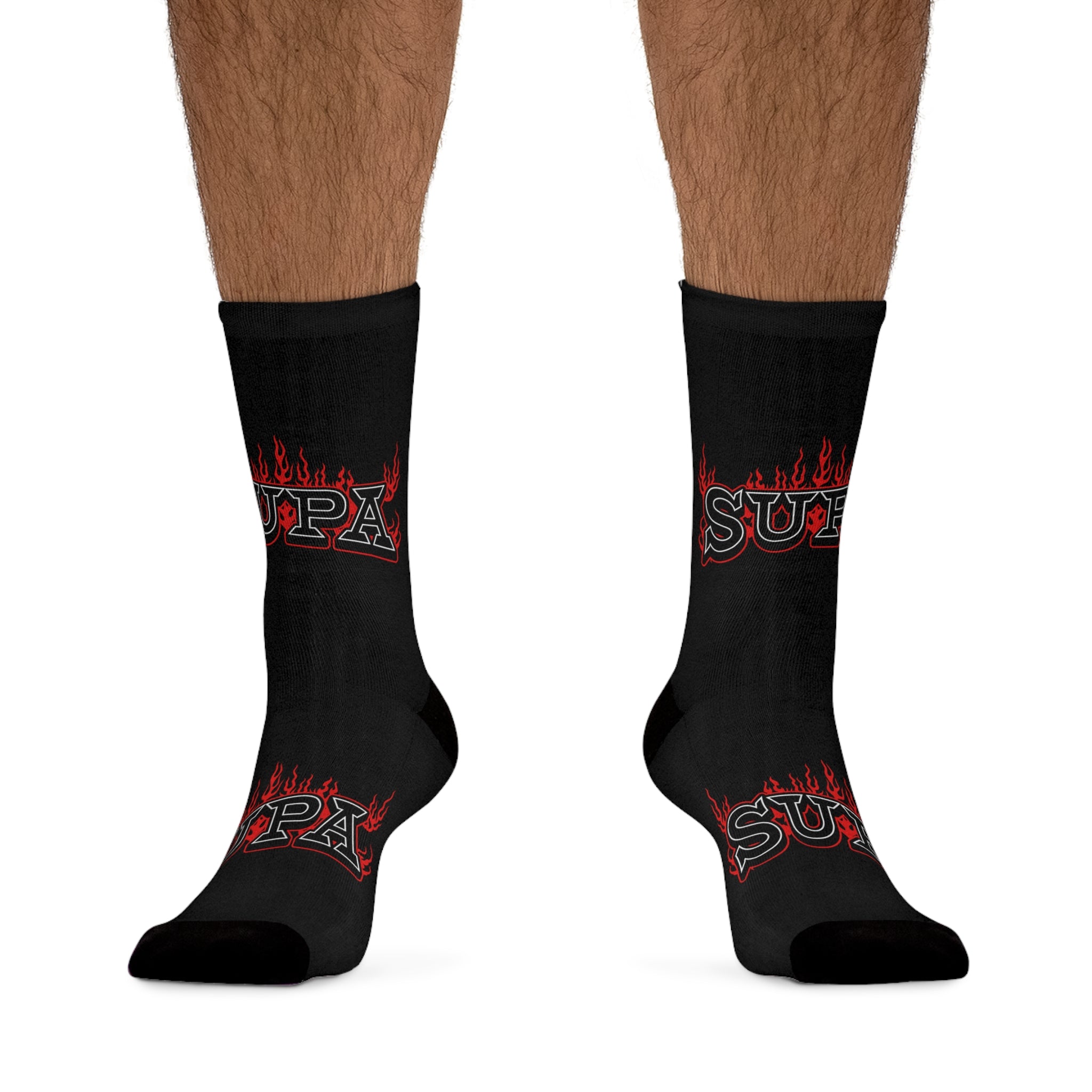 Flame Logo Socks — 'SUPA' Graphic Recycled Poly Socks