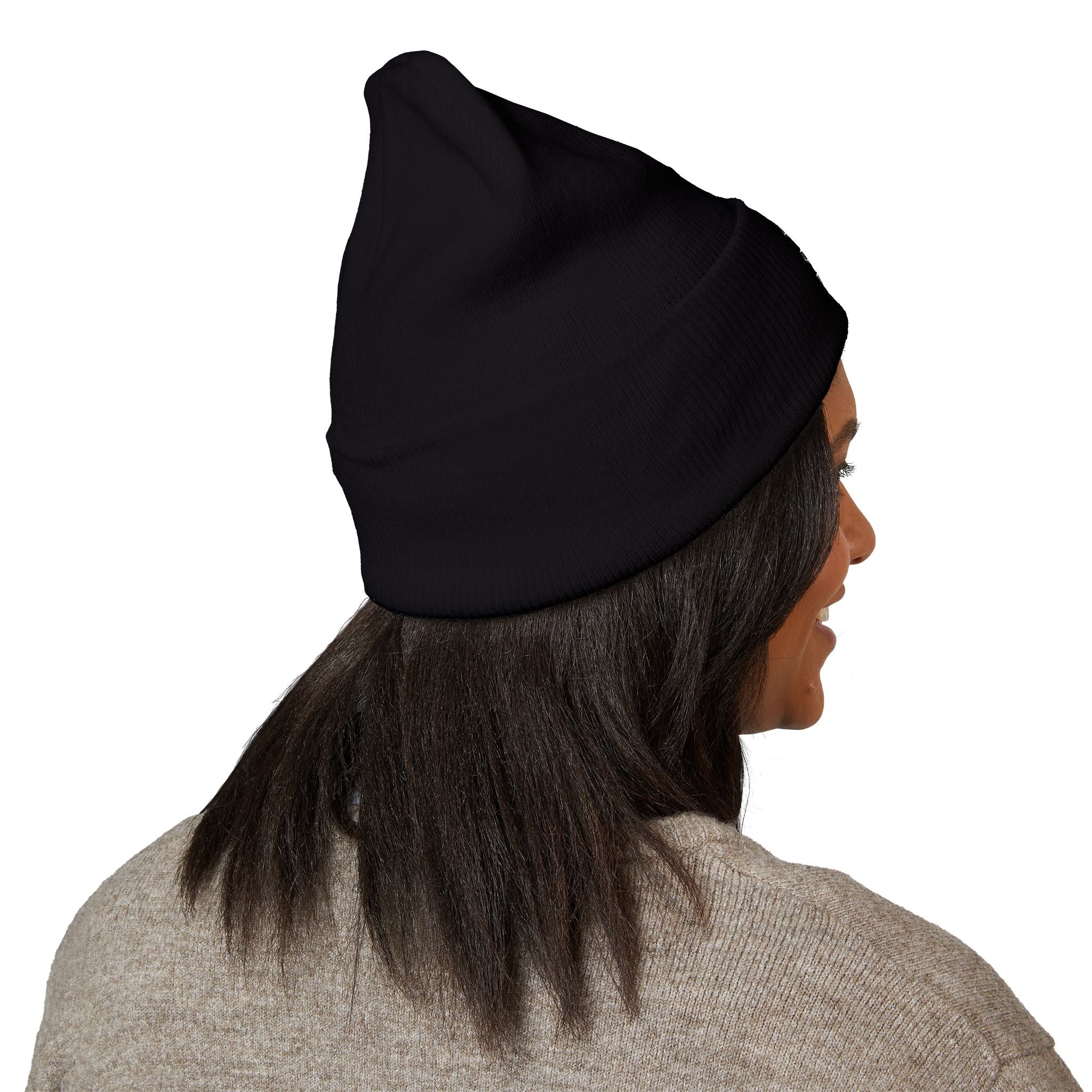Embroidered 'Watch Your Back' Classic Cuffed Beanie — Cozy Winter Knit Hat
