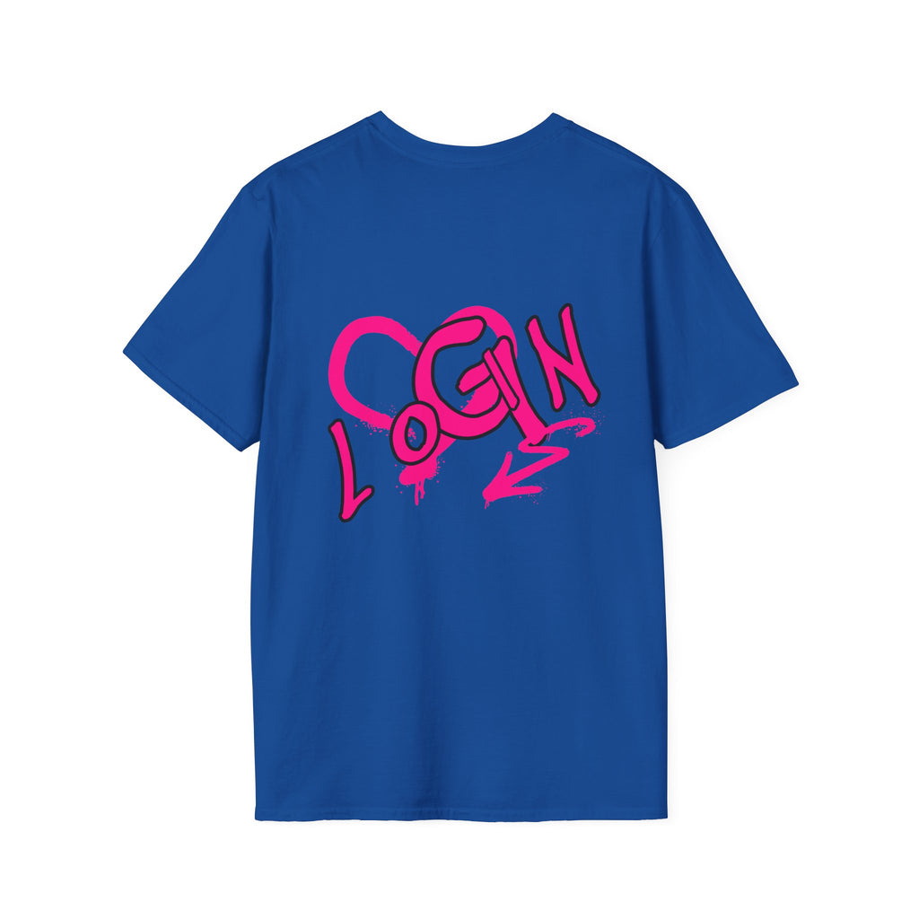 T-Shirt — Pink Graffiti 'Login' Streetwear Tee