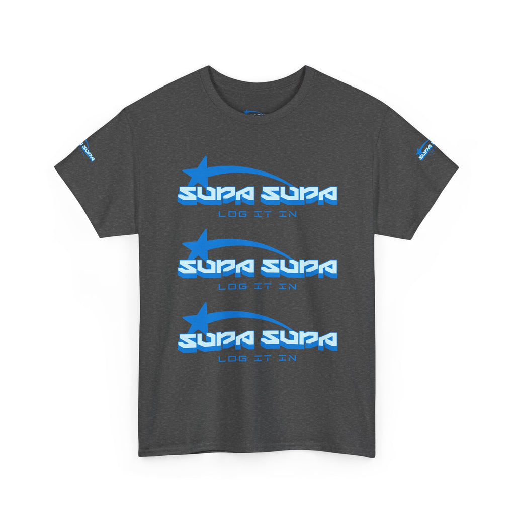 Supa Supa Retro Logo Tee — Blue Graphic Cotton T-Shirt