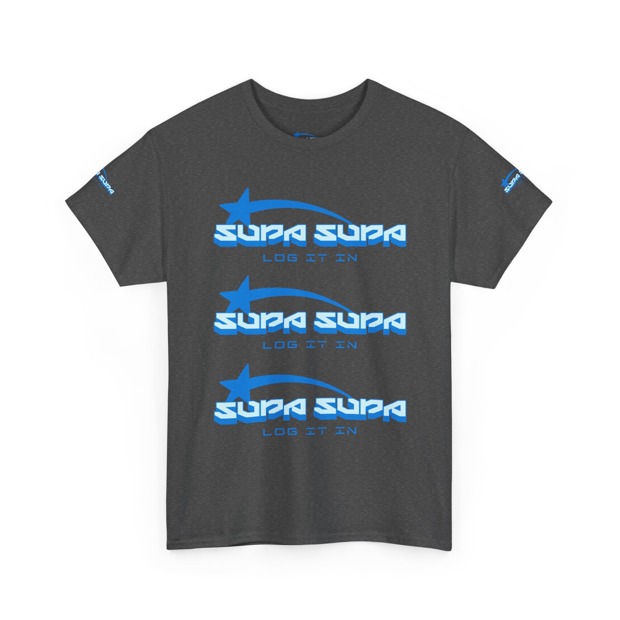 Supa Supa Retro Logo Tee — Blue Graphic Cotton T-Shirt