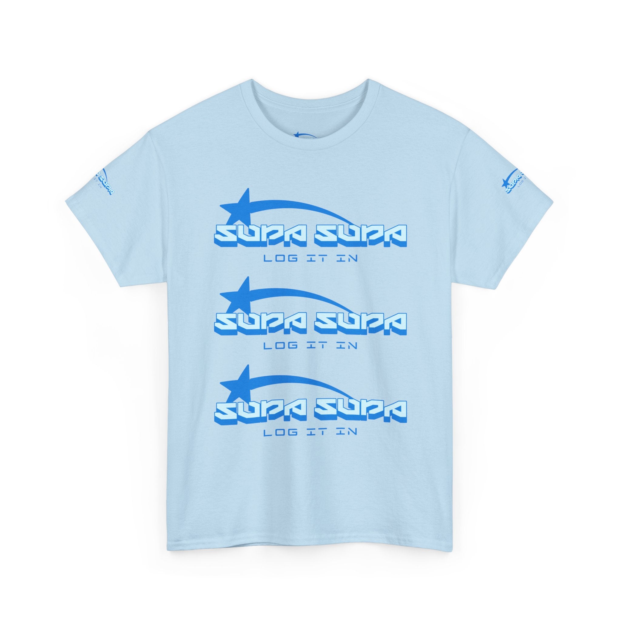Supa Supa Retro Logo Tee — Blue Graphic Cotton T-Shirt
