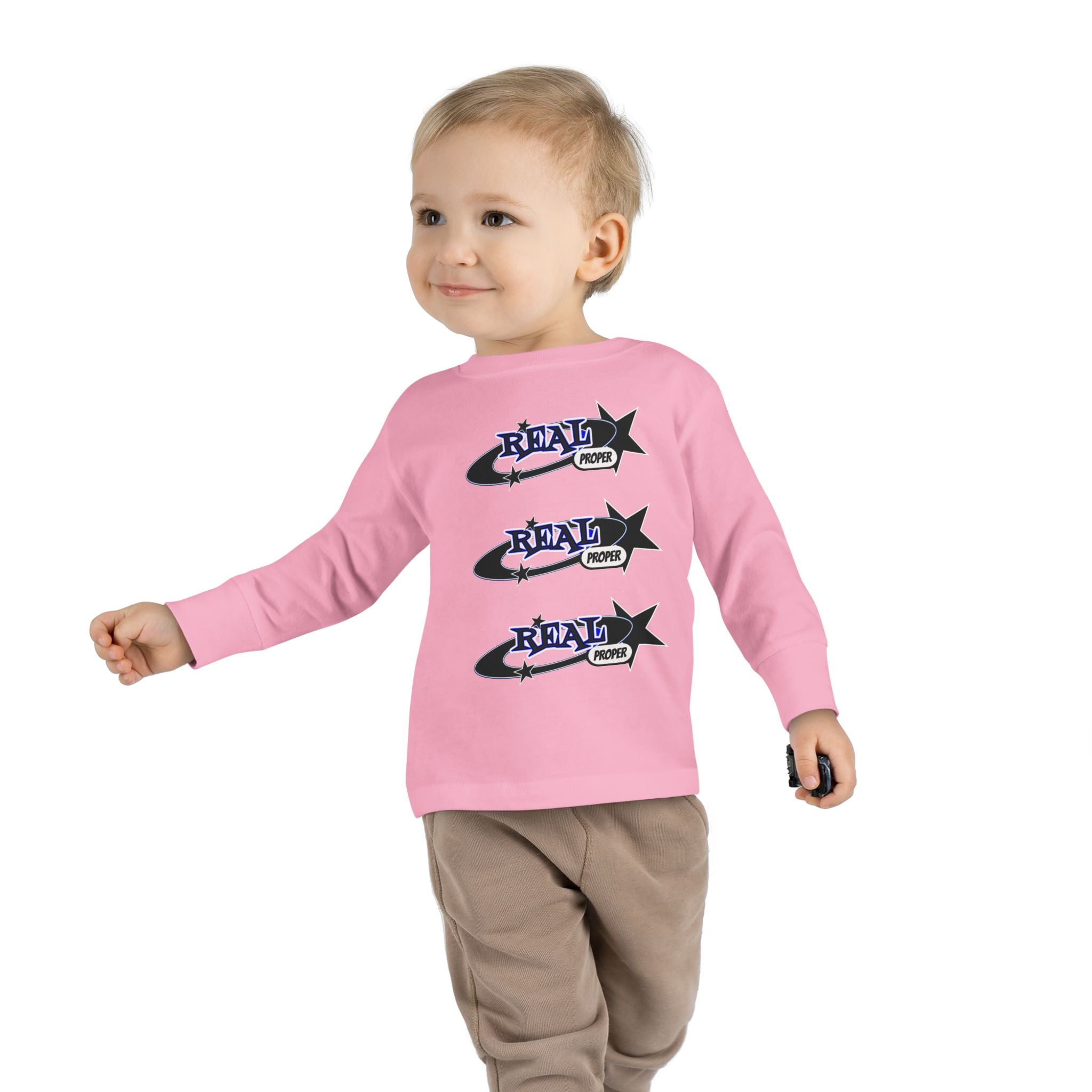 Toddler Long Sleeve Tee — 'Real Proper' Star Graphic Kids Shirt