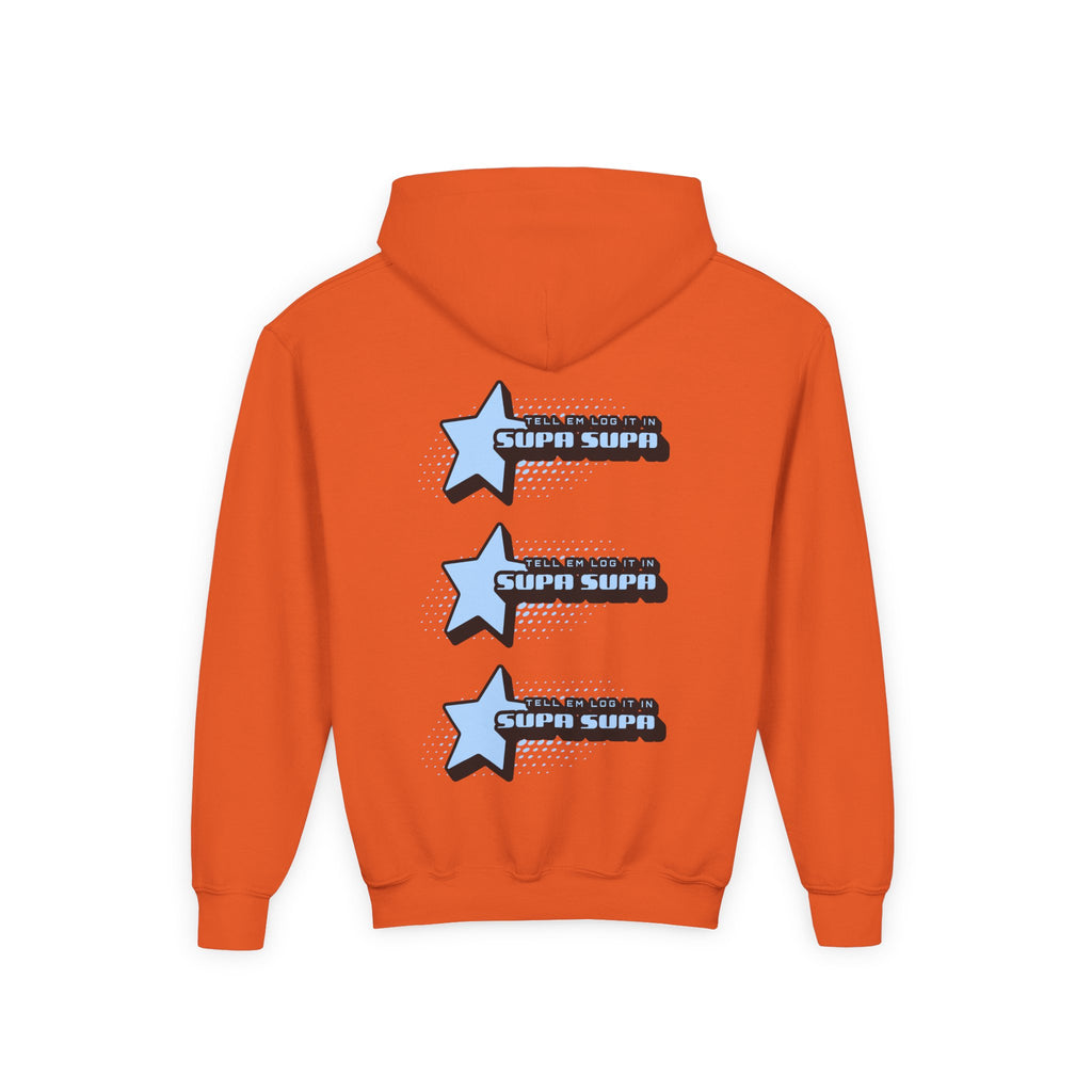 Youth Hoodie — Blue Star "SUPA SUPA" Graphic Pullover