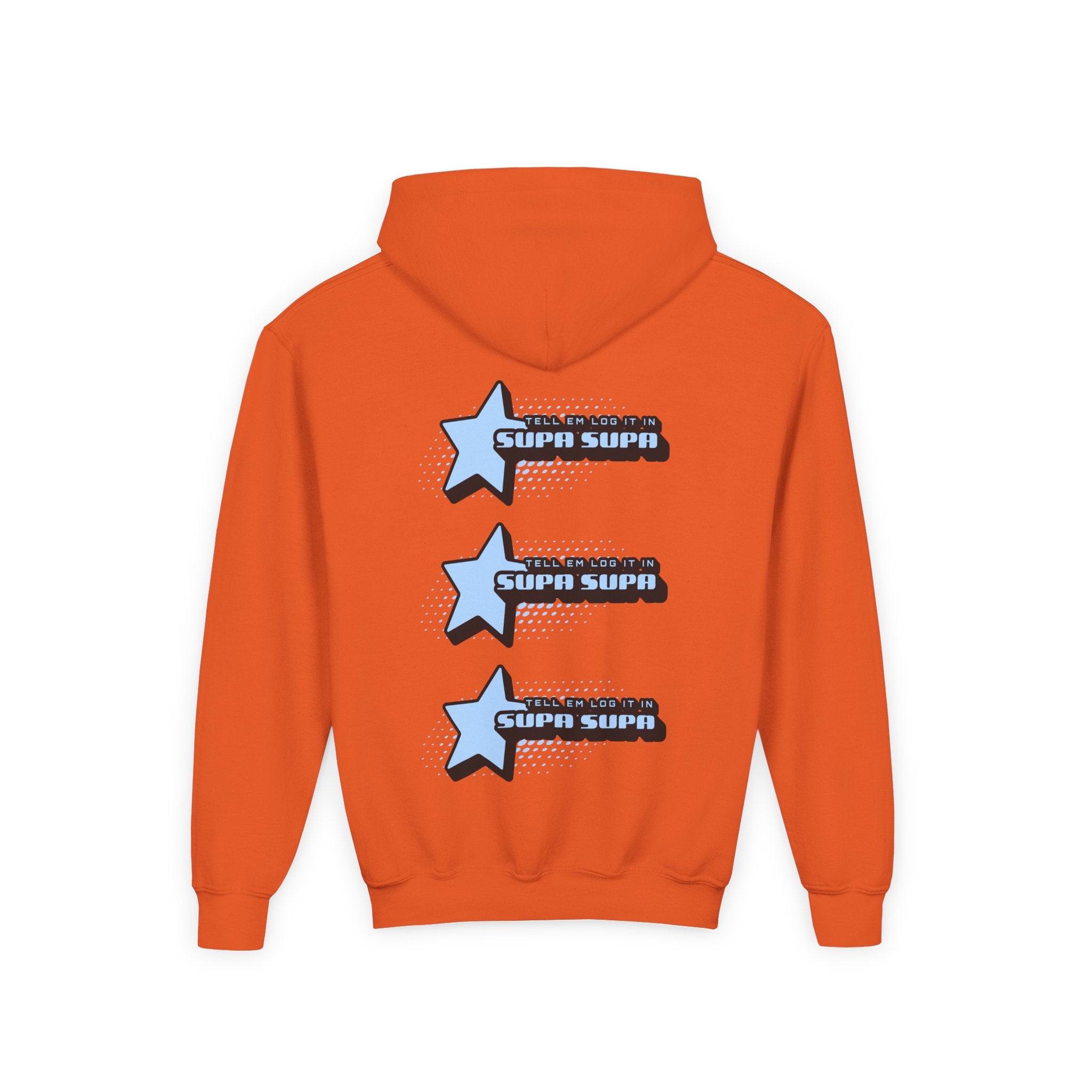 Youth Hoodie — Blue Star "SUPA SUPA" Graphic Pullover