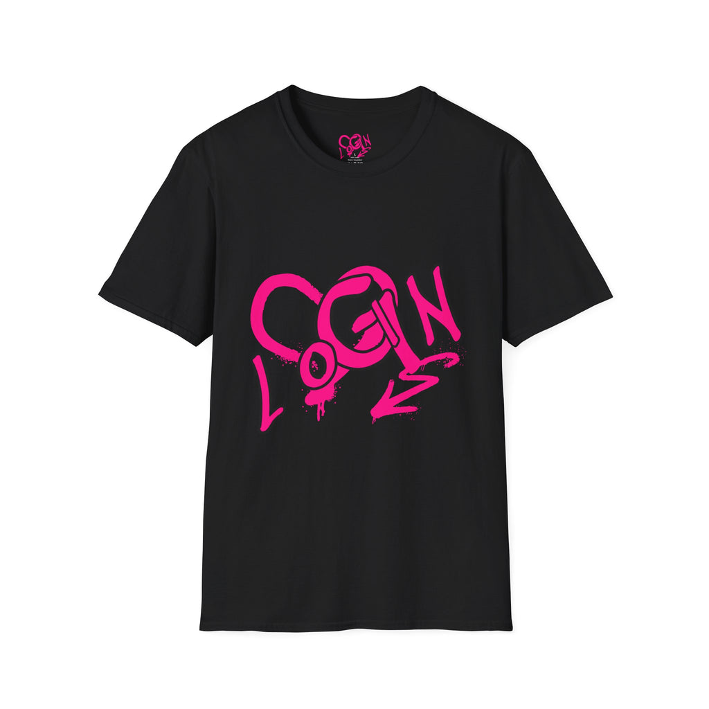 T-Shirt — Pink Graffiti 'Login' Streetwear Tee