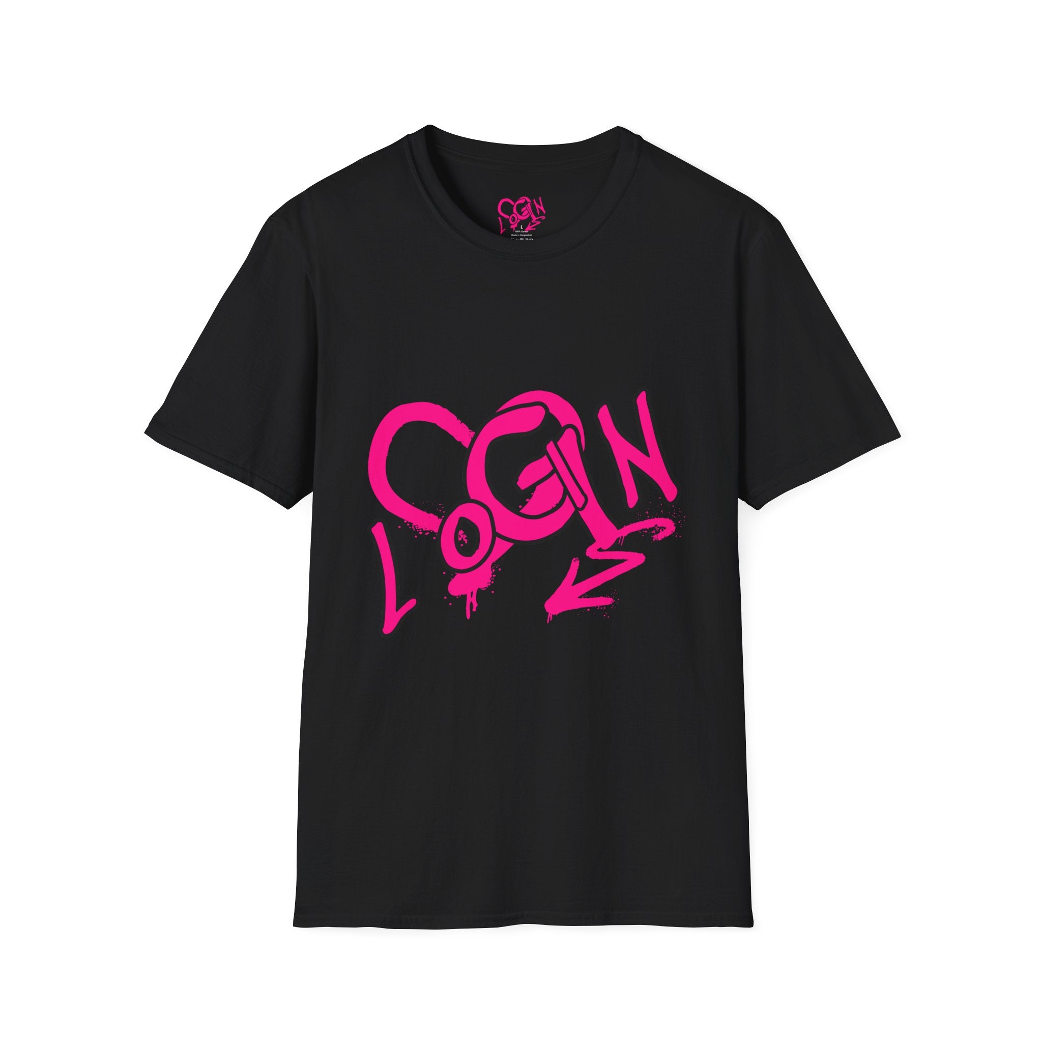 T-Shirt — Pink Graffiti 'Login' Streetwear Tee