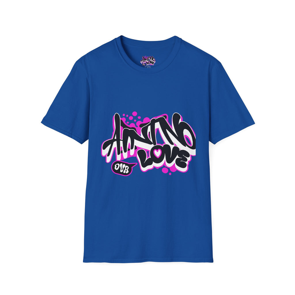 Graffiti 'NO LOVE' T-Shirt — Urban Street Art Tee with Pink Spray Paint Design