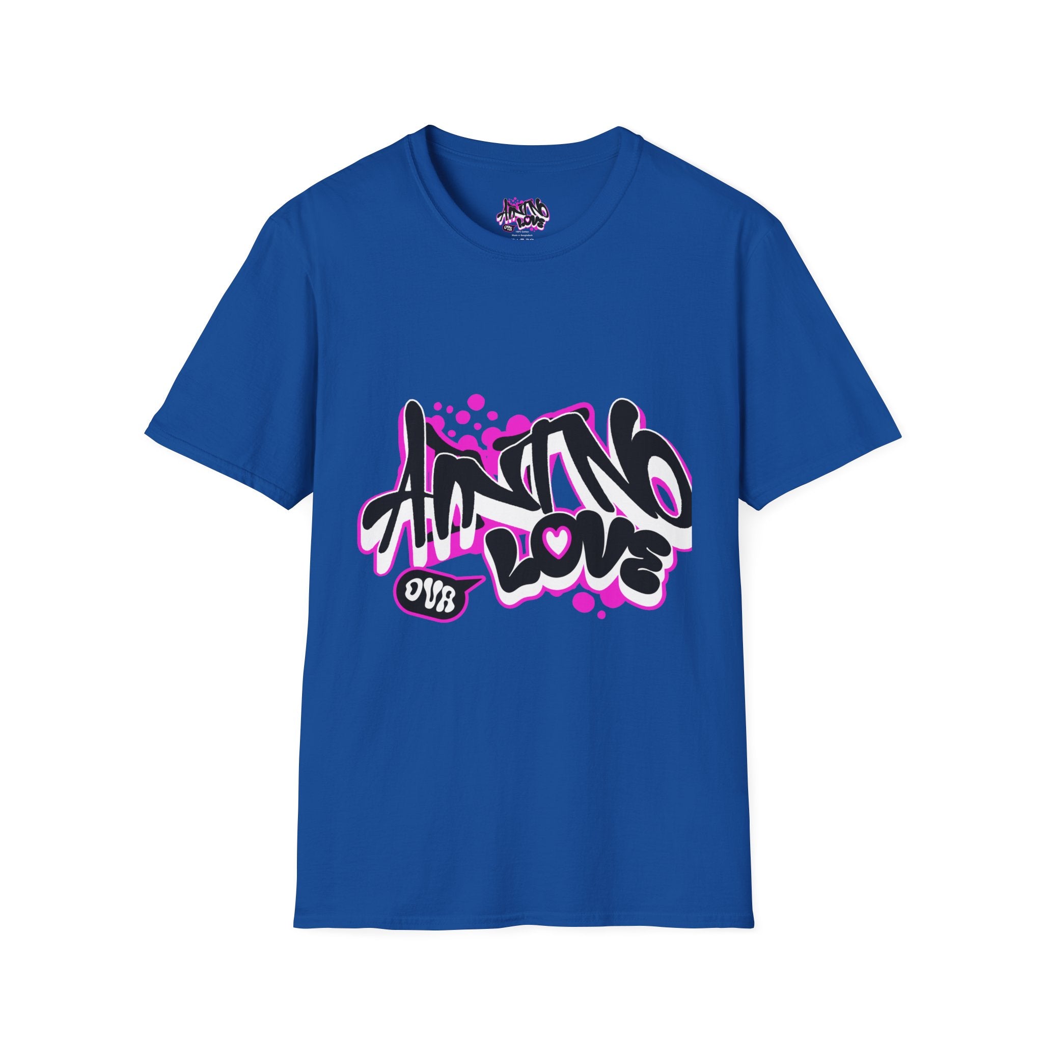 Graffiti 'NO LOVE' T-Shirt — Urban Street Art Tee with Pink Spray Paint Design