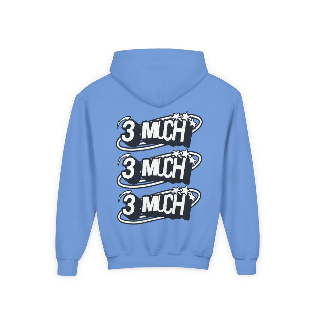 Youth Hoodie — Retro '3 MUCH'Style Graphic Pullover