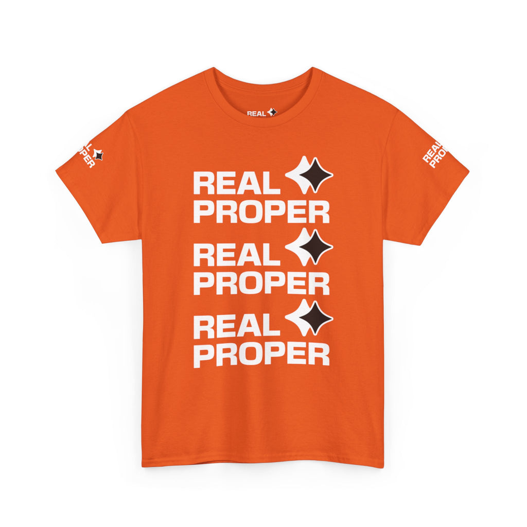 "Real Proper" Repeat Logo T‑Shirt