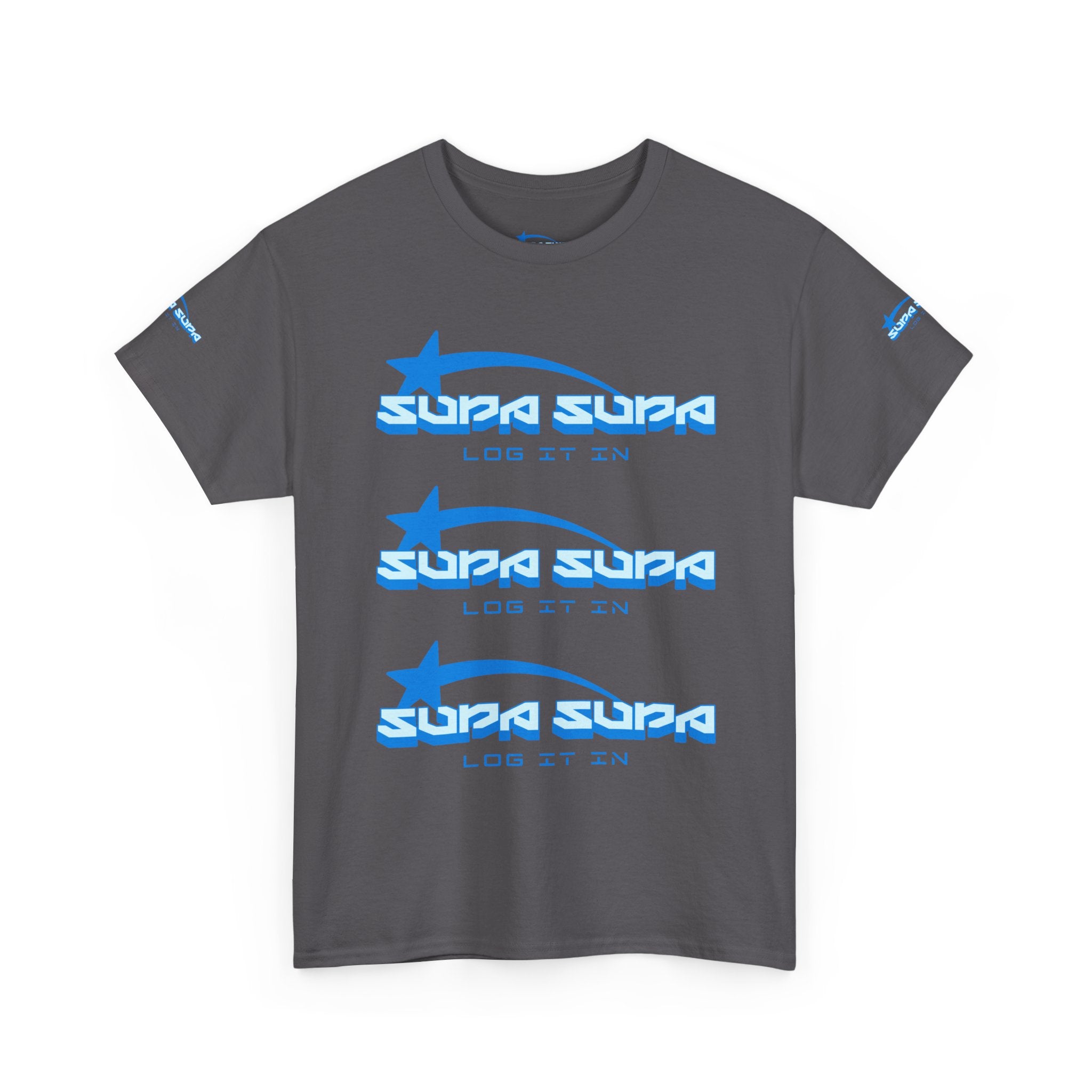 Supa Supa Retro Logo Tee — Blue Graphic Cotton T-Shirt