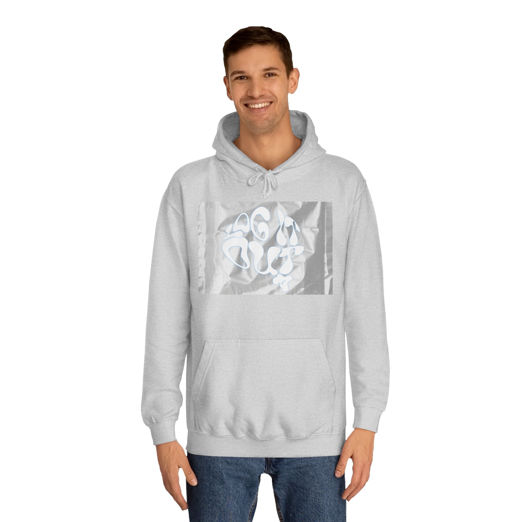 Cozy Unisex 'LOG IT OUT' Hoodie with Abstract Design, Sweatshirt, Graphic Hoodie, Casual Wear, Perfect Fit