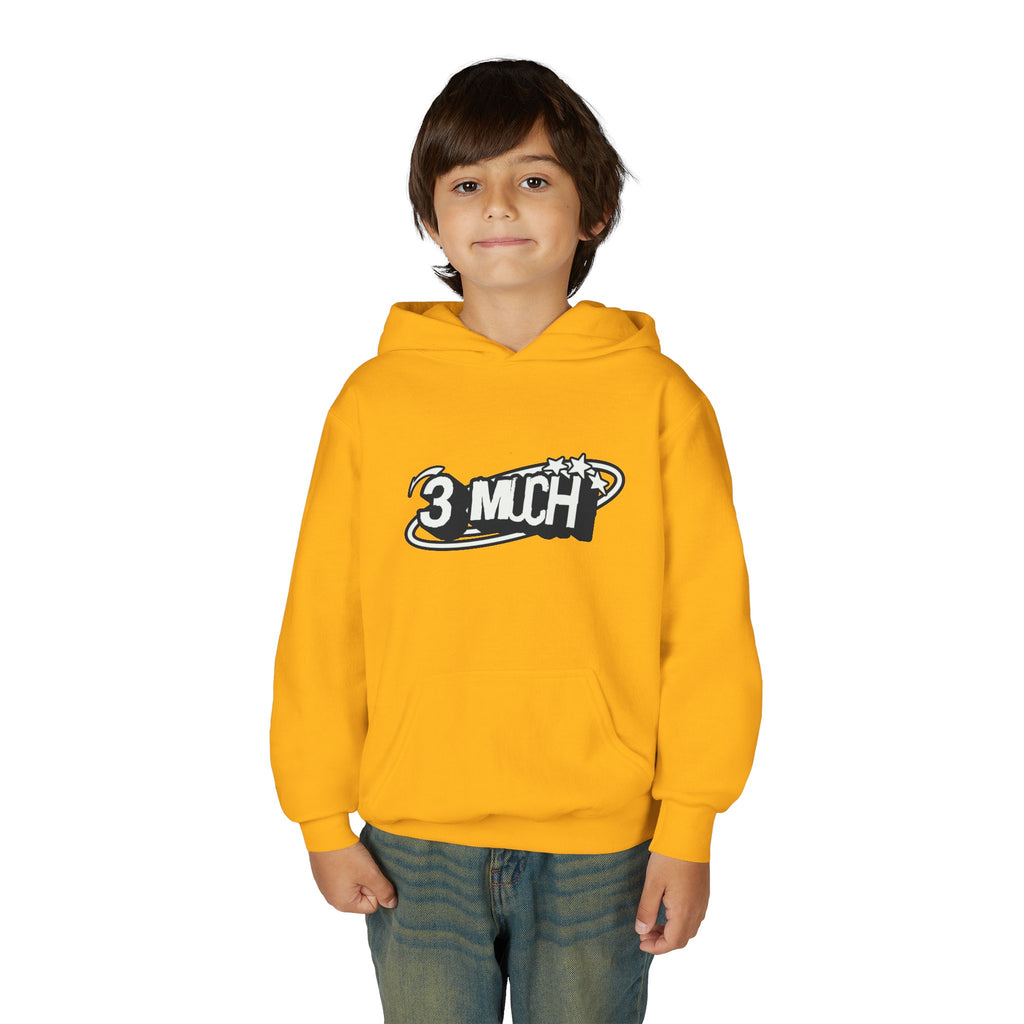 Youth Hoodie — Retro '3 MUCH'Style Graphic Pullover