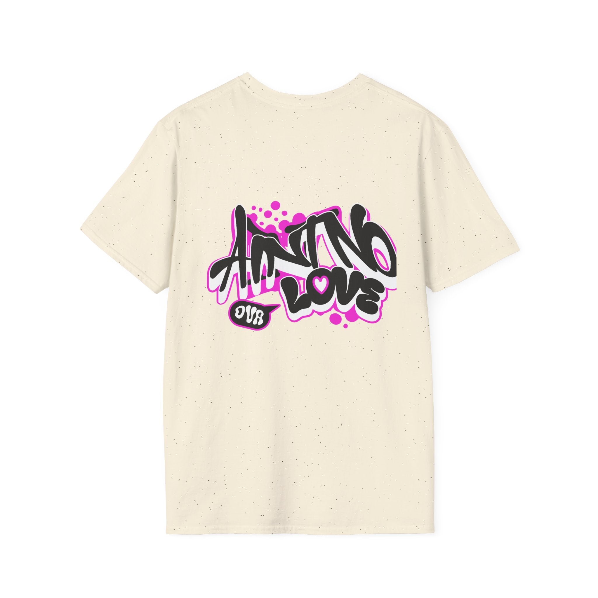Graffiti 'NO LOVE' T-Shirt — Urban Street Art Tee with Pink Spray Paint Design