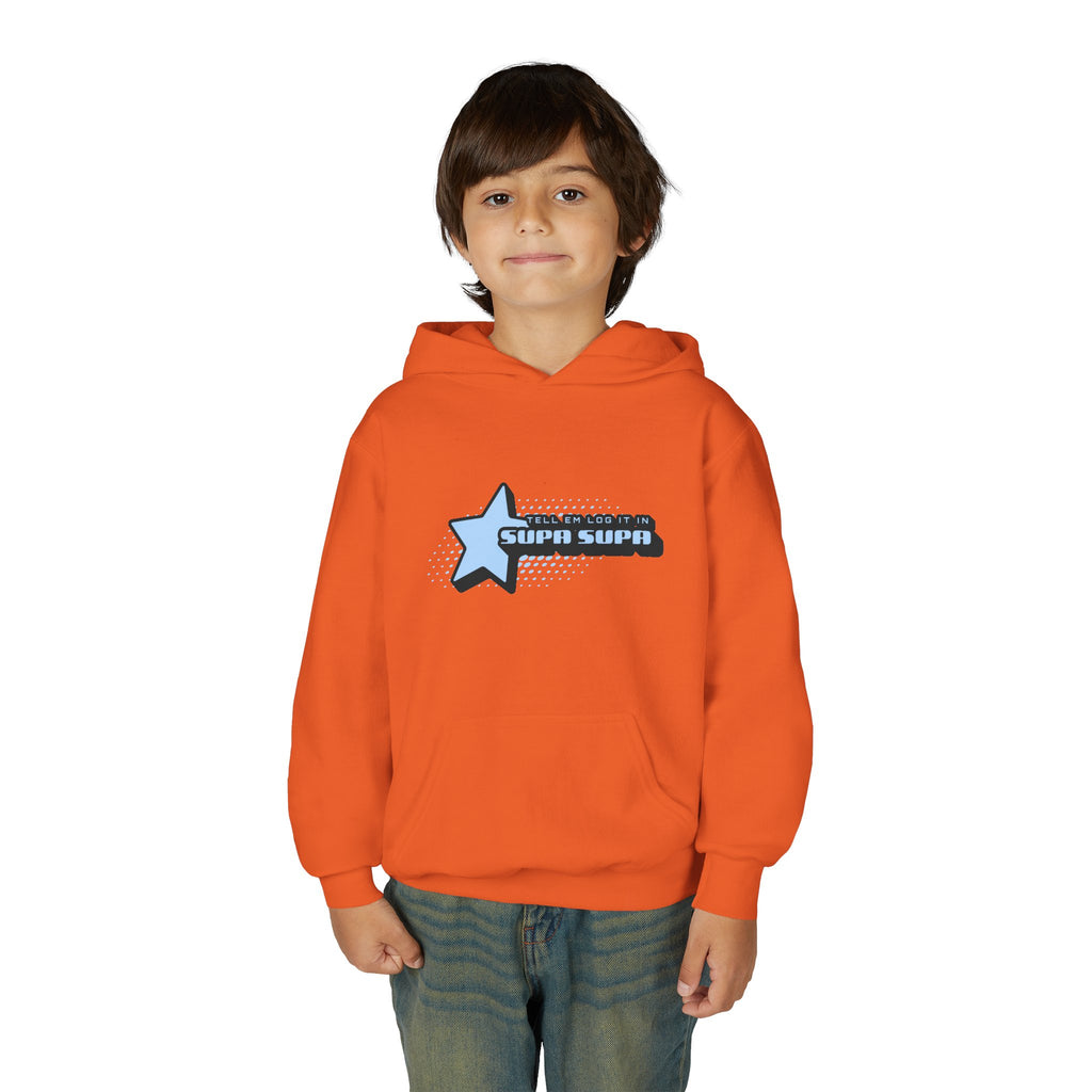 Youth Hoodie — Blue Star "SUPA SUPA" Graphic Pullover