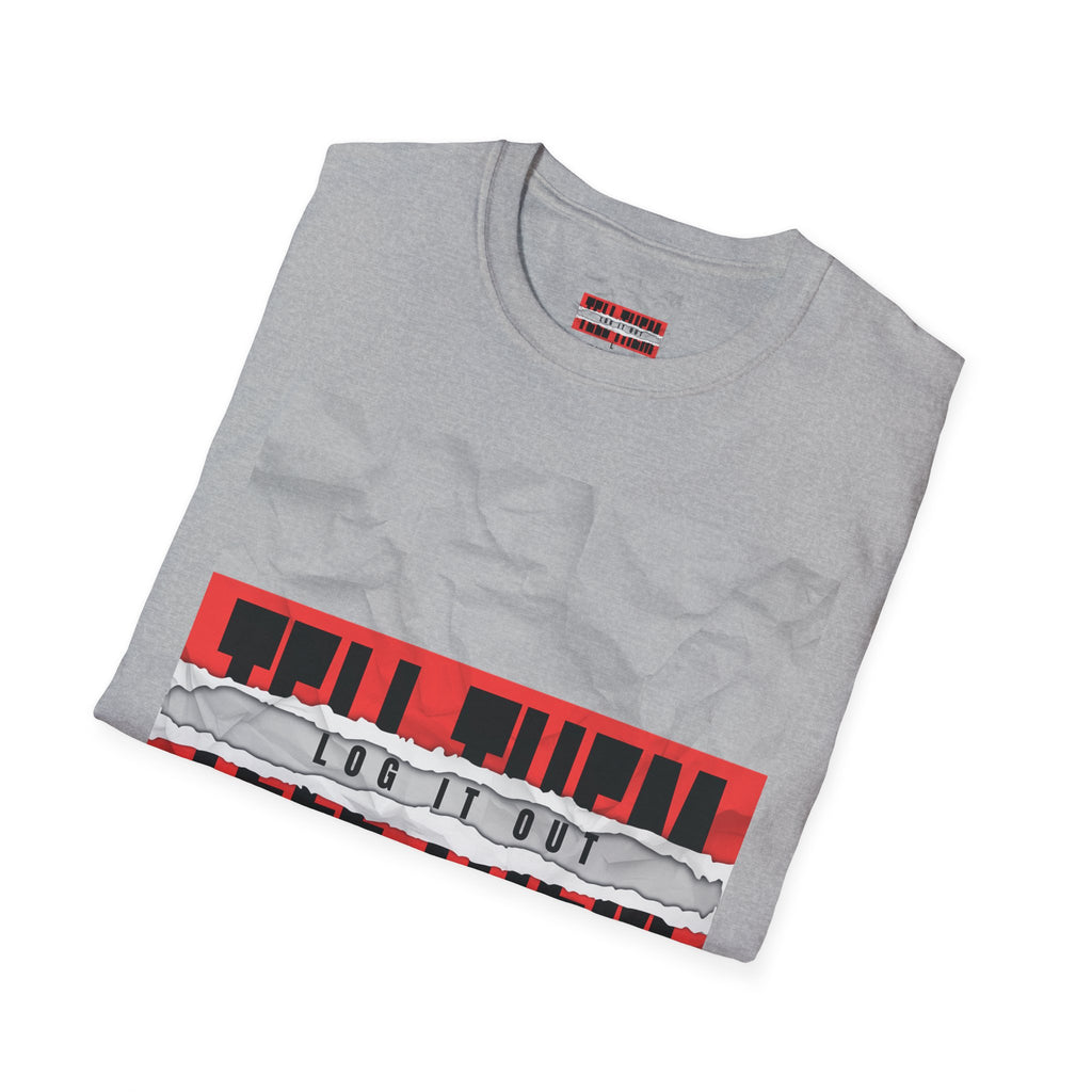 T-Shirt — LOG IT OUT Red Tape Graphic Tee ("LOG IT OUT")