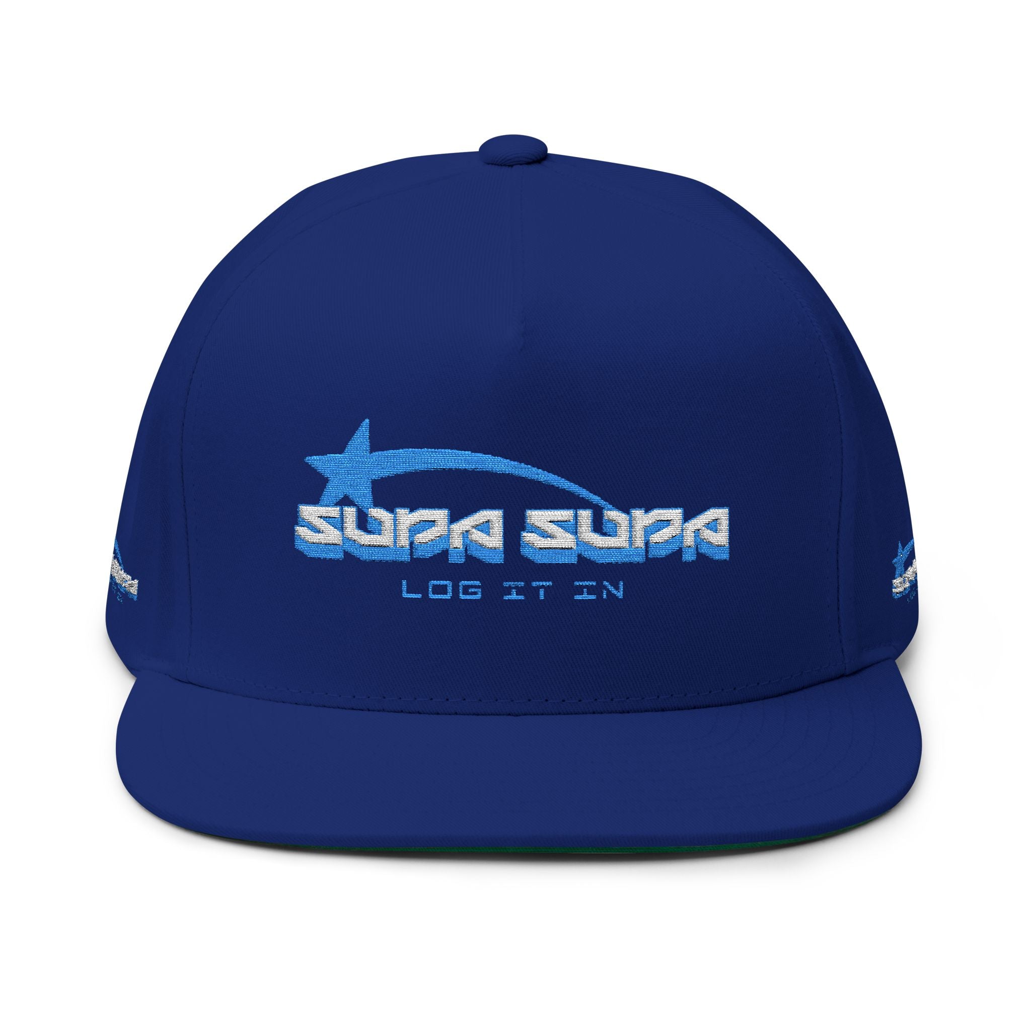 Flat Bill Cap — Embroidered 'Log It On' Retro Logo Snapback