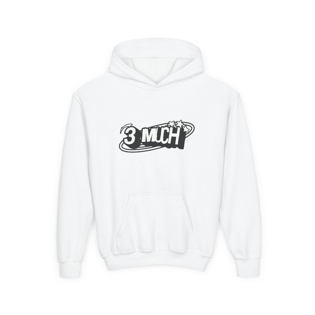 Youth Hoodie — Retro '3 MUCH'Style Graphic Pullover