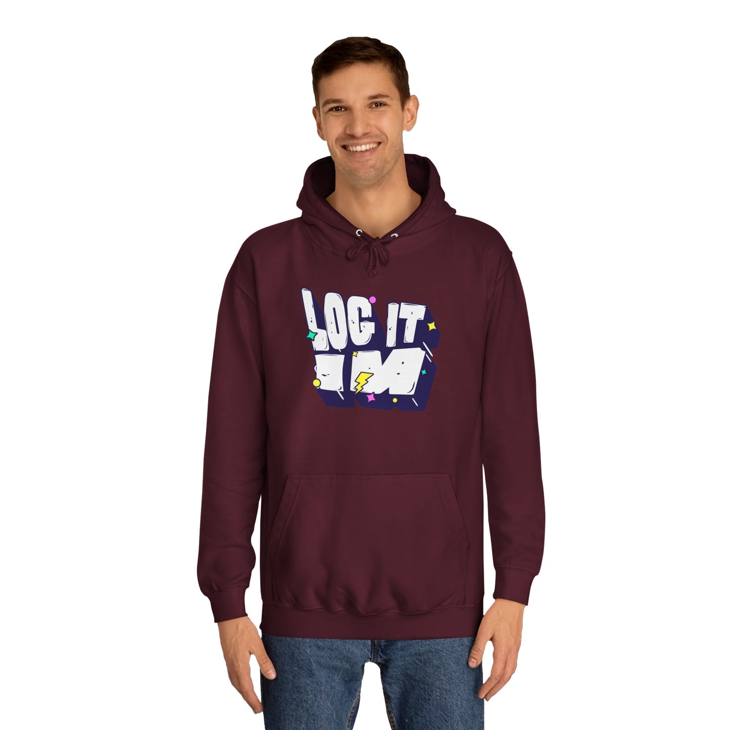 Vibrant Unisex LOG IT IN Hoodie, Trendy Streetwear, Apparel, Unique Gift, Casual Everyday Wear