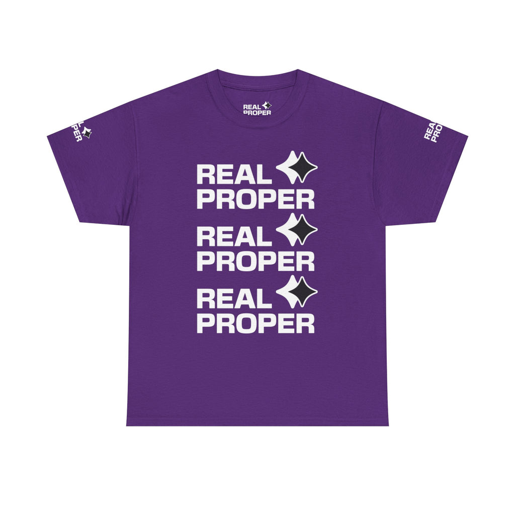 "Real Proper" Repeat Logo T‑Shirt