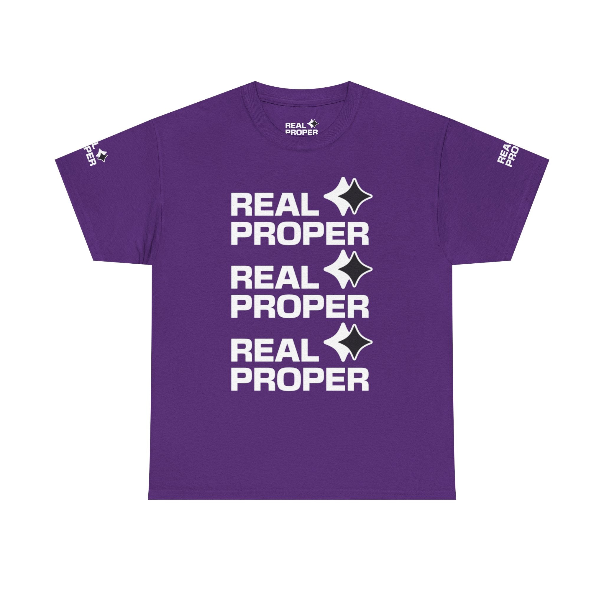 "Real Proper" Repeat Logo T‑Shirt