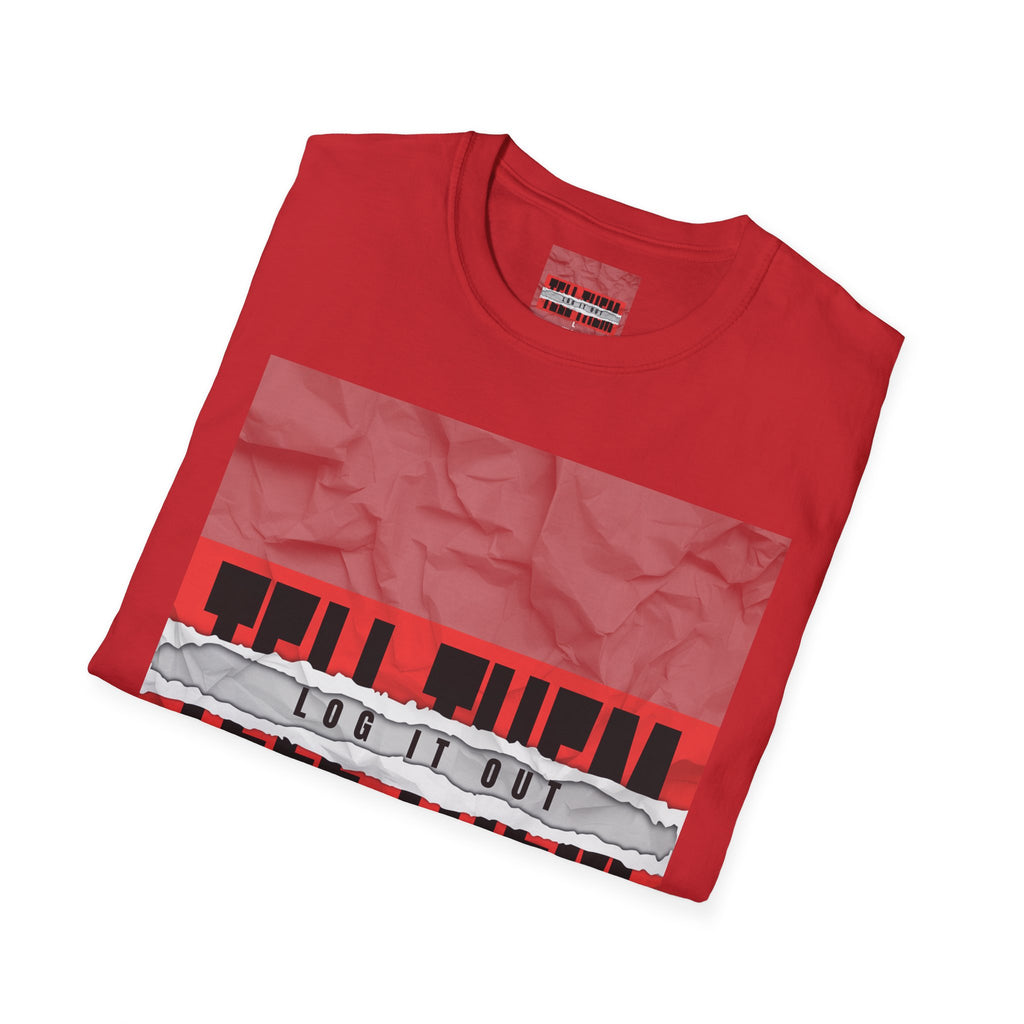 T-Shirt — LOG IT OUT Red Tape Graphic Tee ("LOG IT OUT")