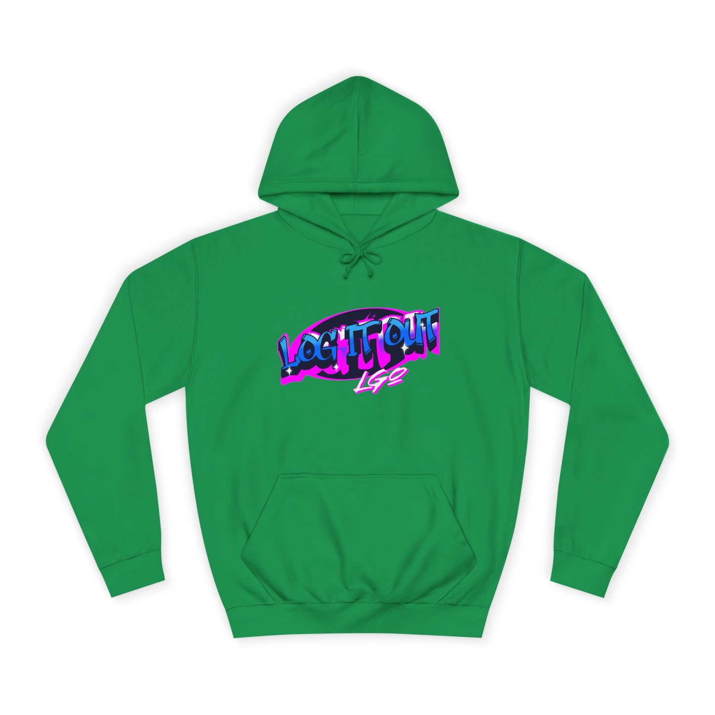 Vibrant Graffiti"Log it out"Hoodie, Unisex Fashion, Casual Wear, Student Apparel, Street Style, Gift for Graduates