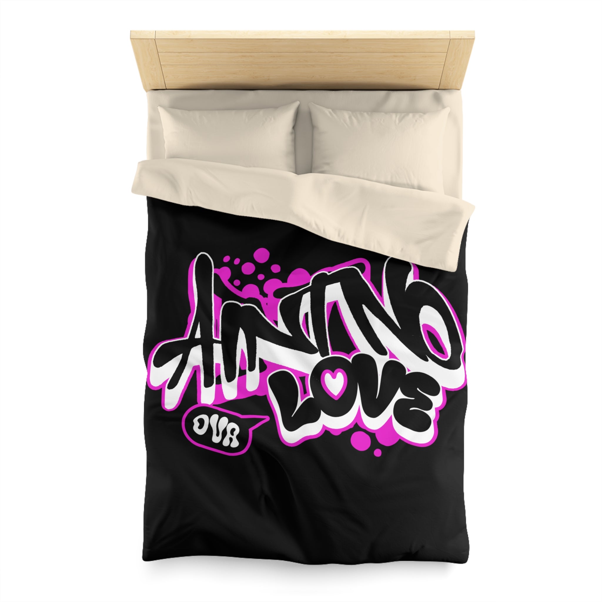 Duvet Cover — Pink Graffiti "No Love" Street Art Microfiber Bedding