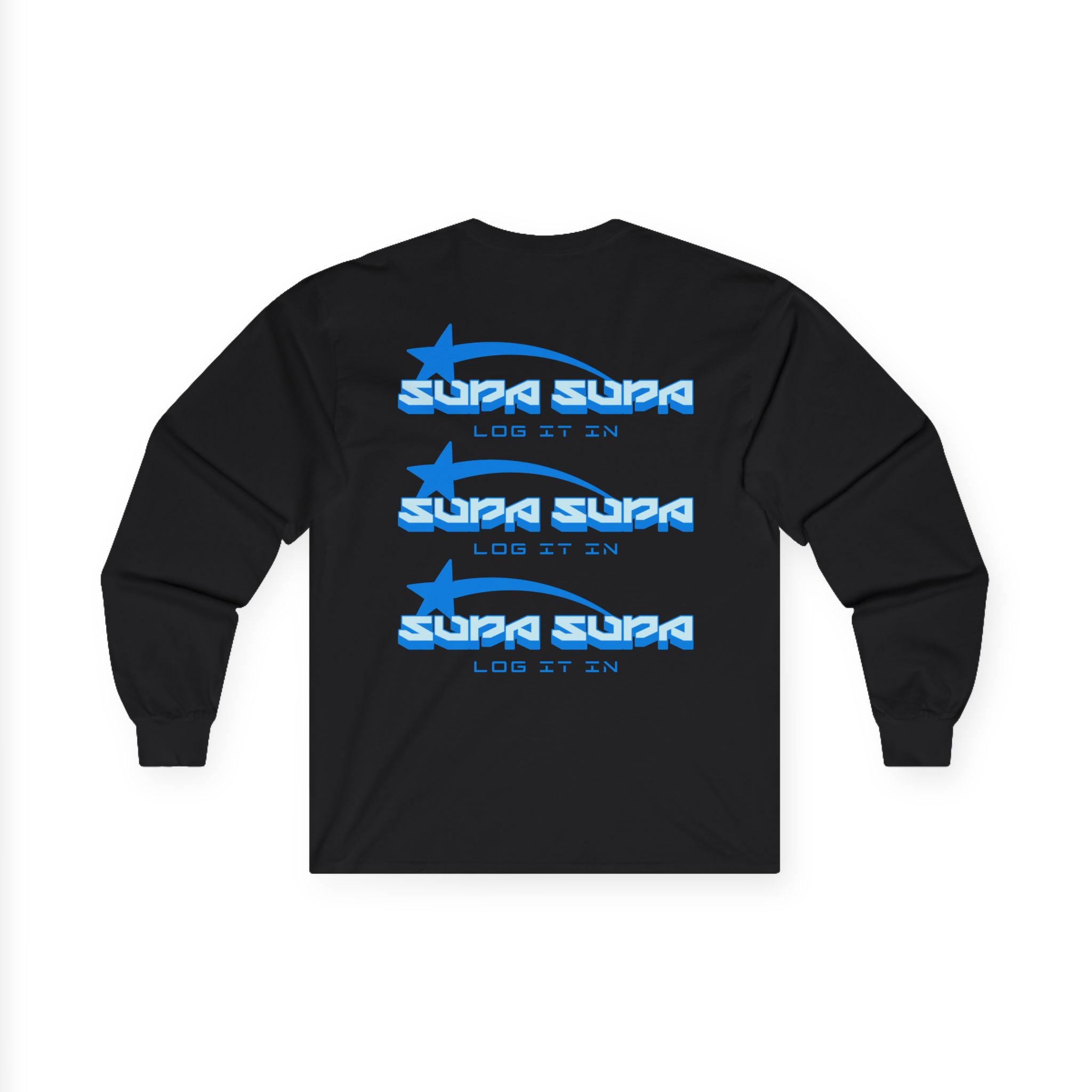 Retro Blue 'SUPA SUPA - LOG IT IN' Long Sleeve Tee