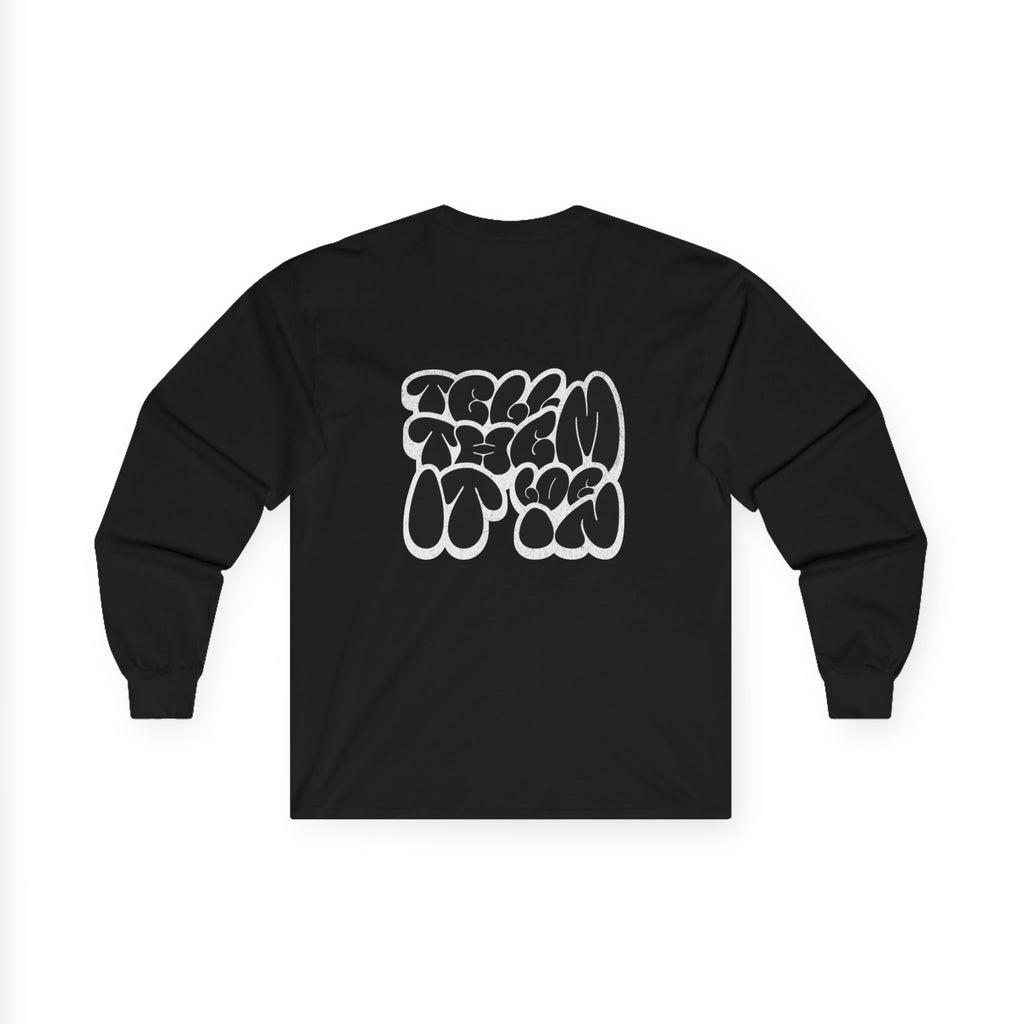 Long Sleeve "LOG IT IN" Tee — Retro Pebble Typography Graphic