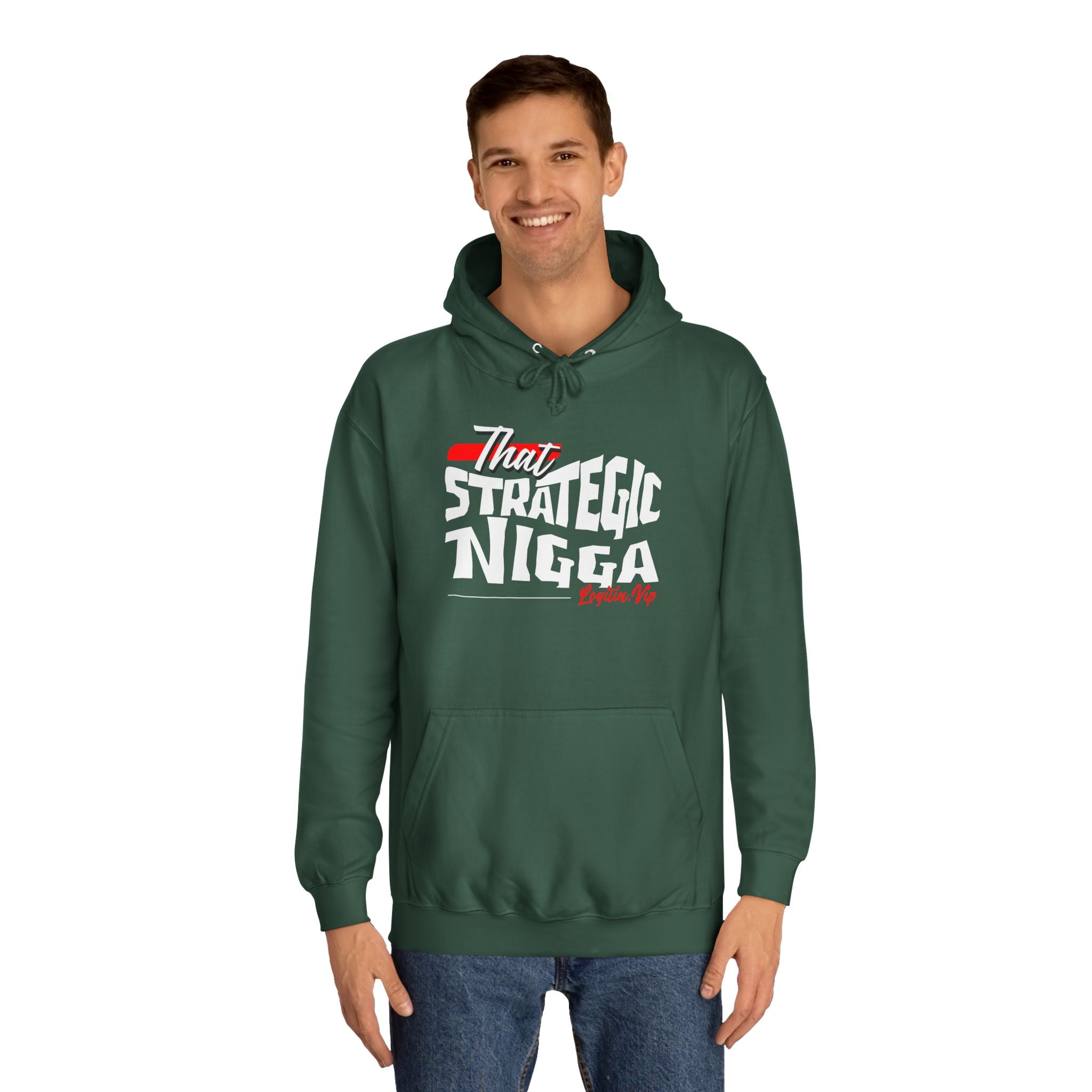 Unisex  Hoodie - "That Strategic Nigga" Graphic Sweatshirt - Trendy Campus Style
