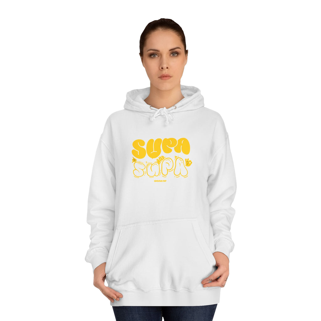 Cheerful Unisex Supa Supa Hoodie - Cozy Streetwear, Campus Style, Trendy Gift, Relaxed Fit, Perfect for Every day