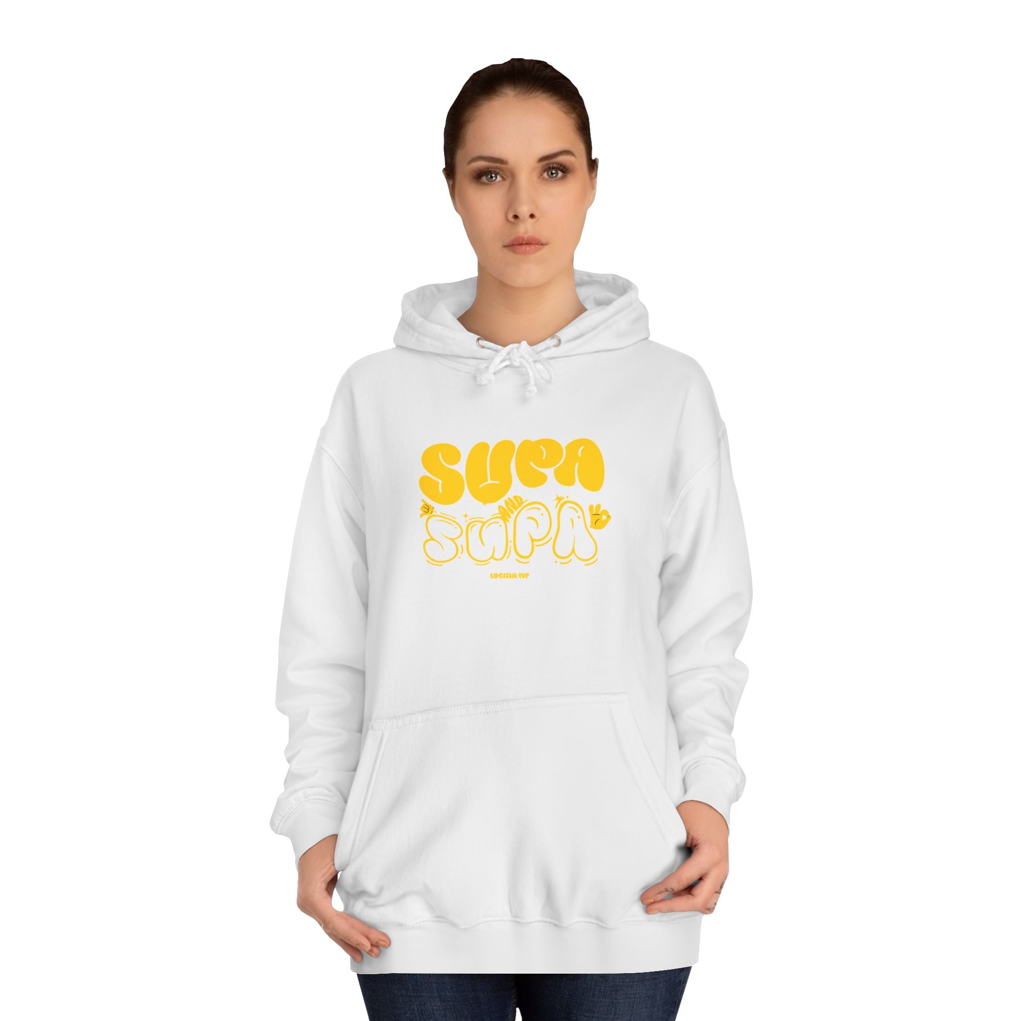 Cheerful Unisex Supa Supa Hoodie - Cozy Streetwear, Campus Style, Trendy Gift, Relaxed Fit, Perfect for Every day