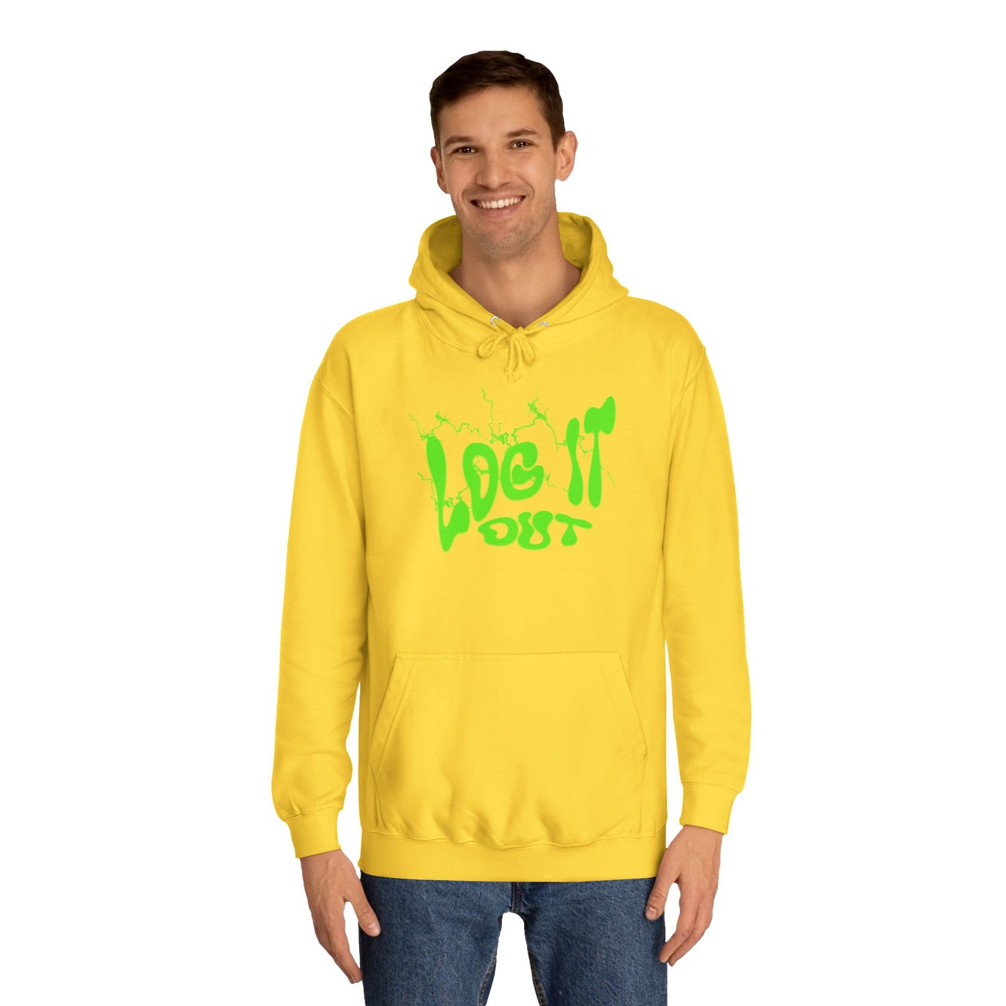 Unisex College Hoodie with 'Log It Out' Design | Trendy Wear, Gift for Everyone, Comfortable Streetwear, Cool Casual Hoodie