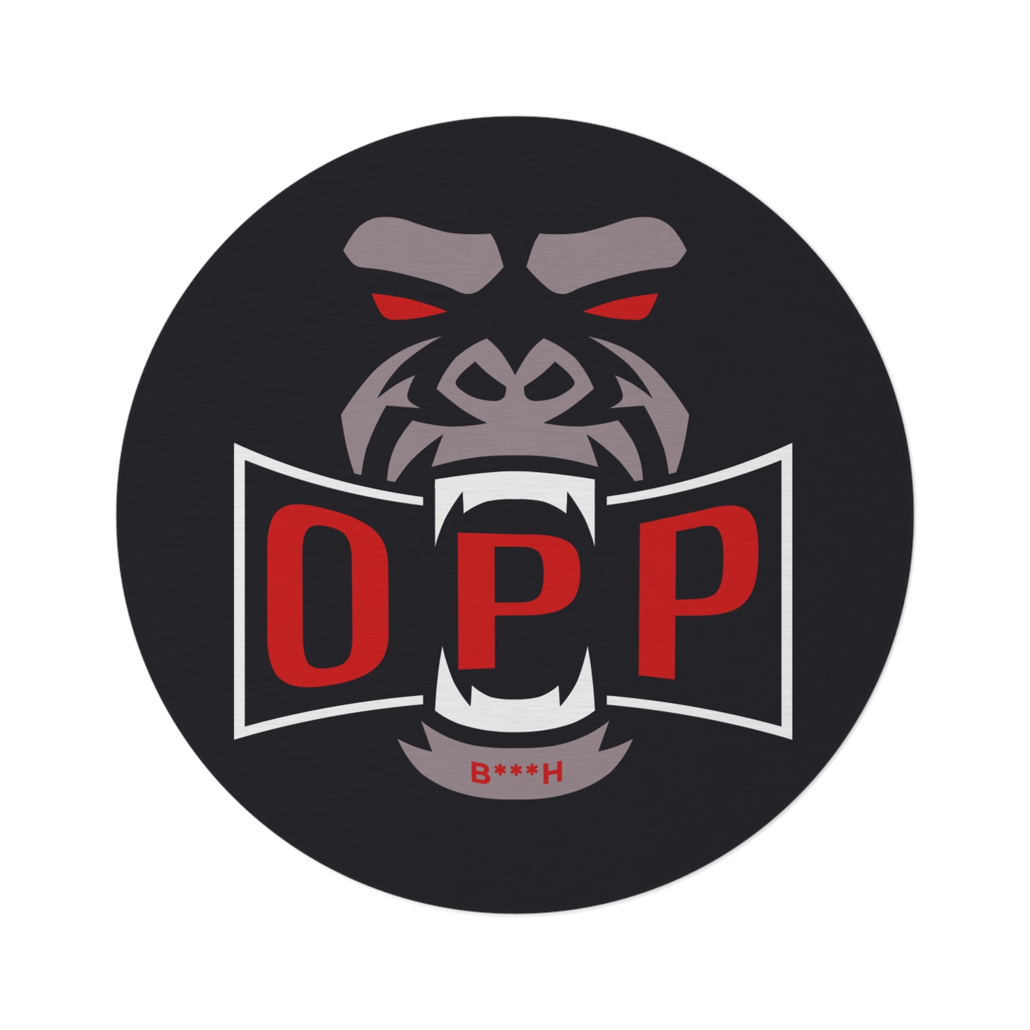 Gorilla OPP Logo Round Rug – Bold Black & Red Game Room Mat