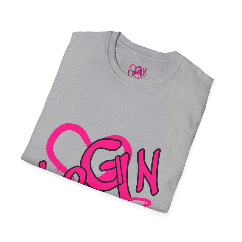 T-Shirt — Pink Graffiti 'Login' Streetwear Tee