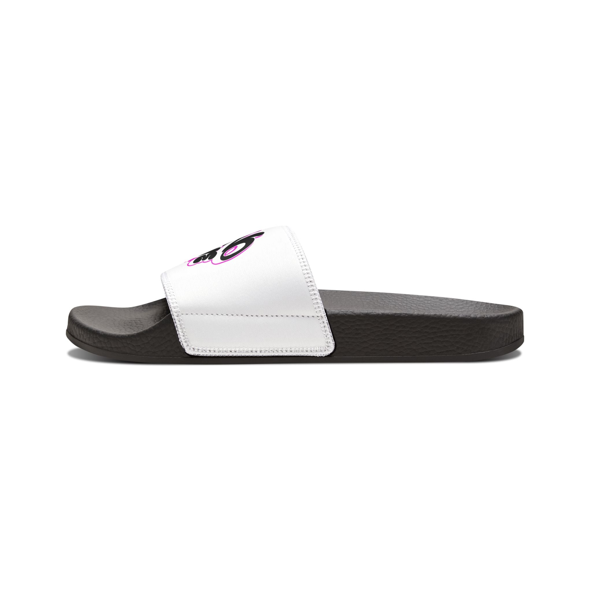 Men's White Slide Sandals with "NO LOVE" Graffiti "Ain't No Love" Design