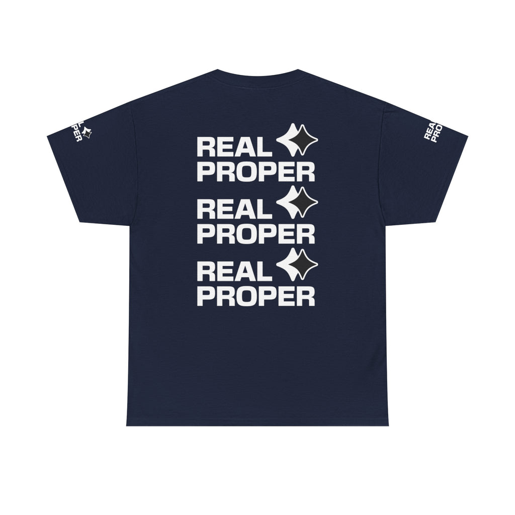 "Real Proper" Repeat Logo T‑Shirt