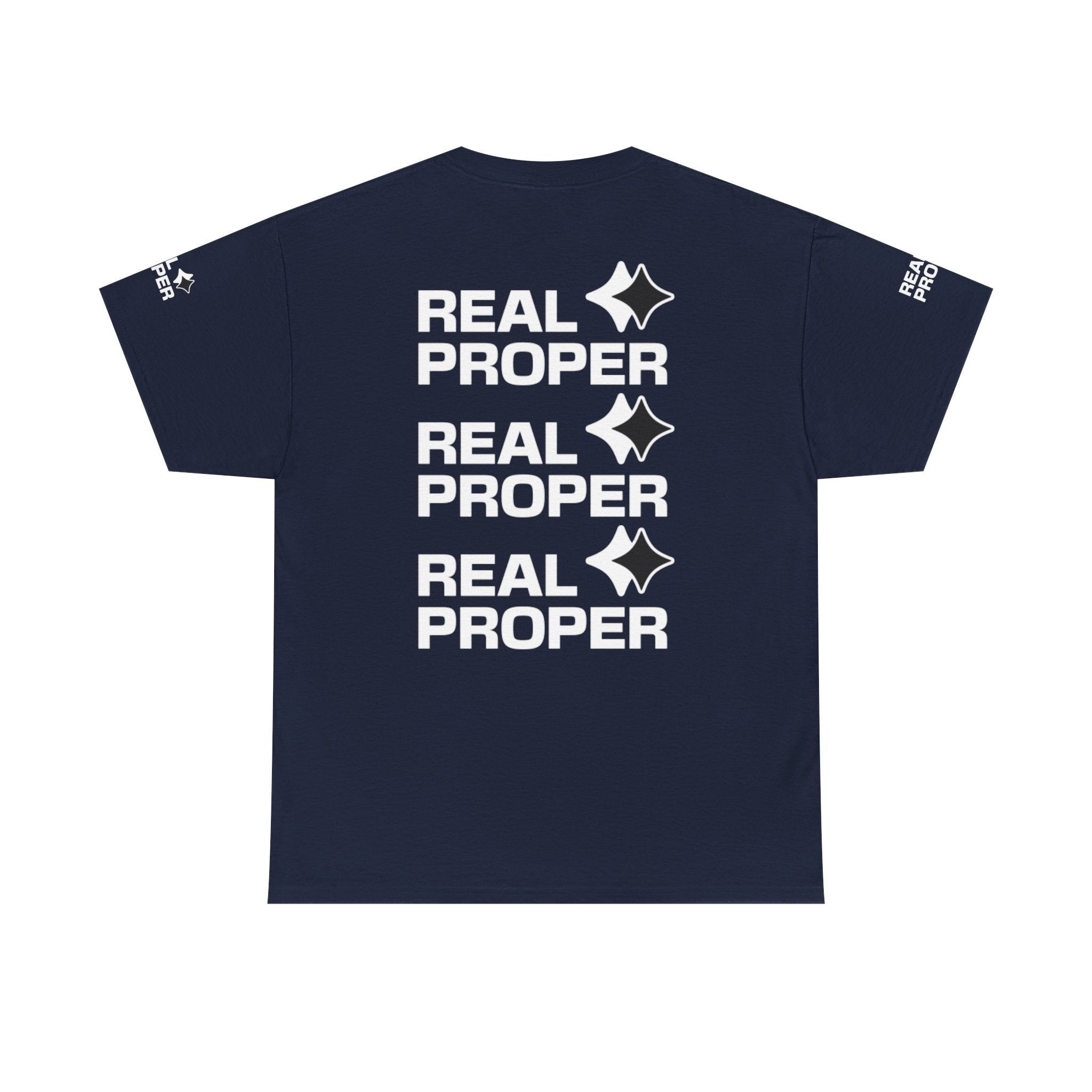 "Real Proper" Repeat Logo T‑Shirt