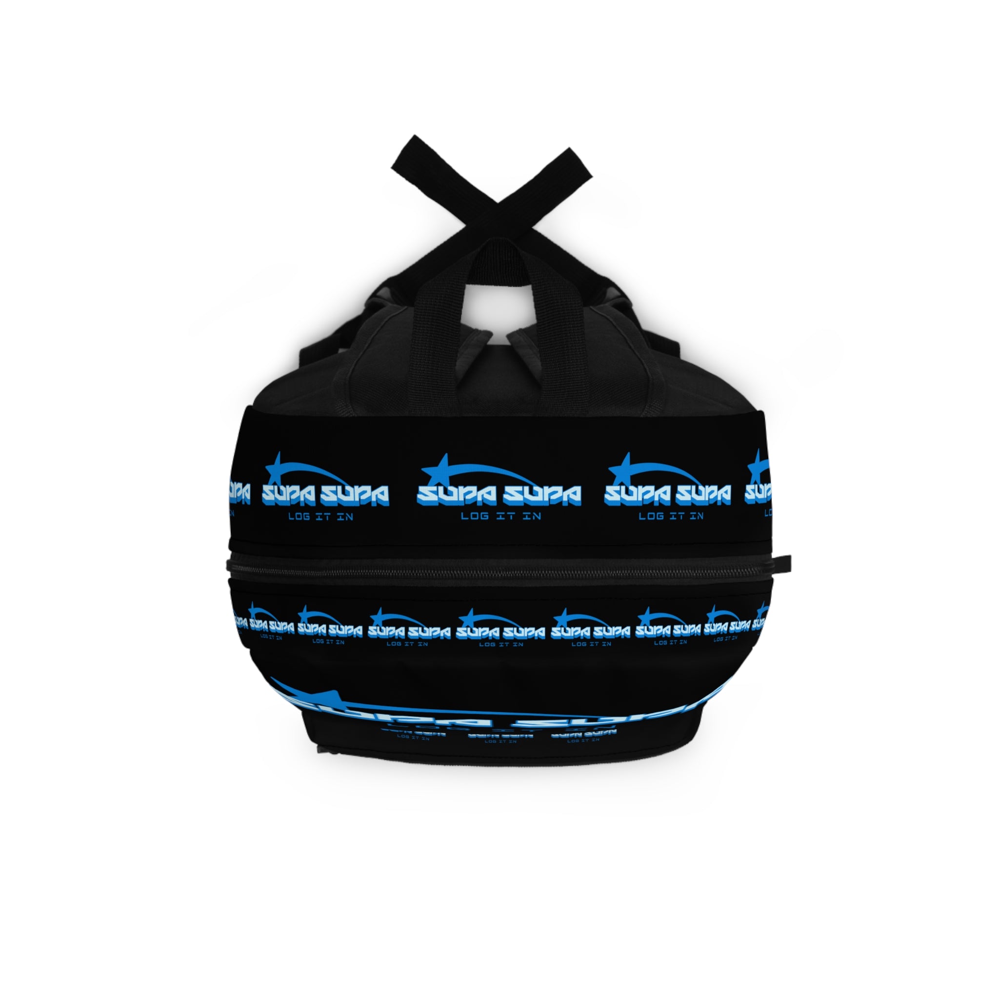 White & Blue 'Supa Supa - Log It In' Backpack — Retro Gamer/Streetwear Bag